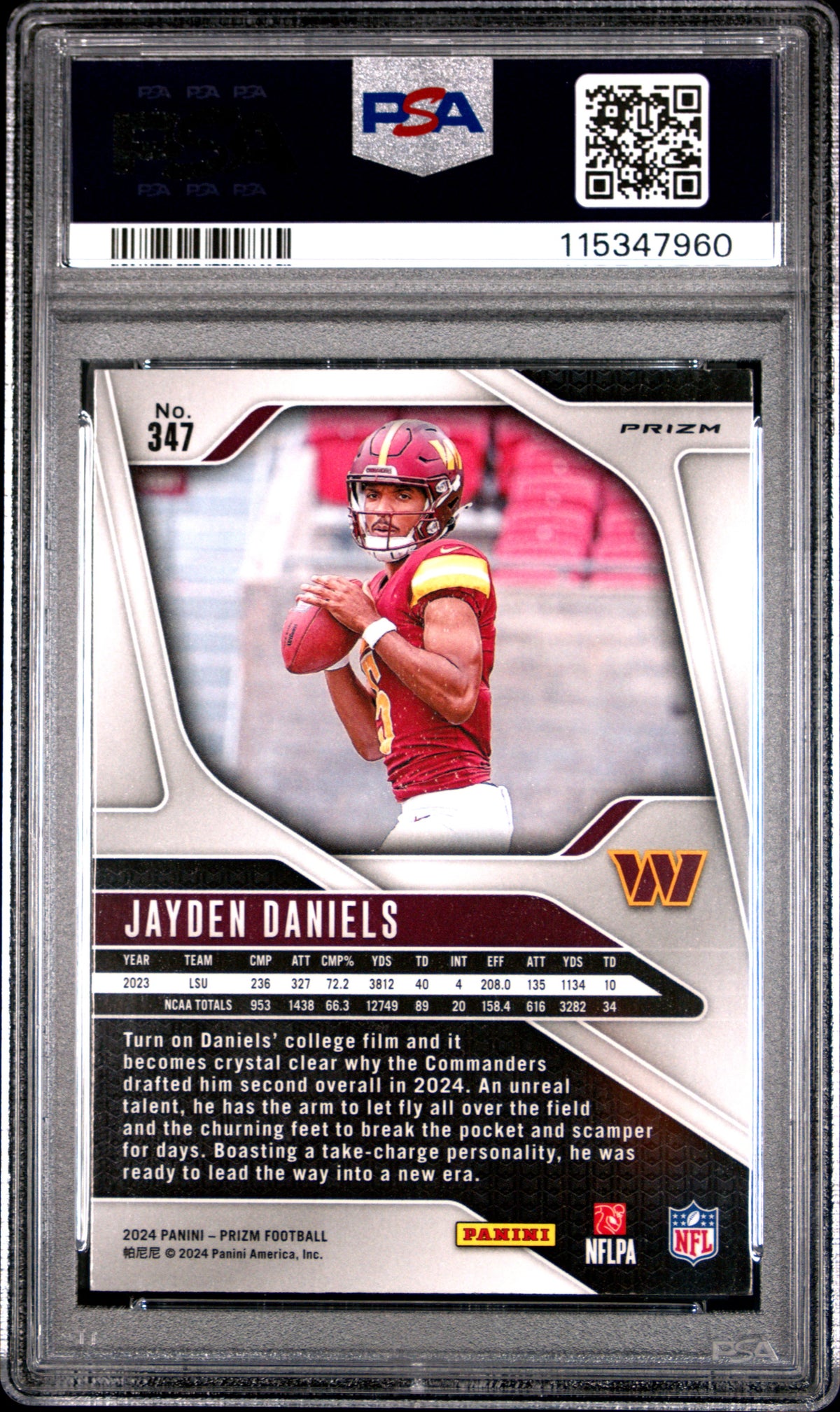 2024 Panini Prizm Jayden Daniels Disco Rookie #347 PSA 10 Washington Commanders