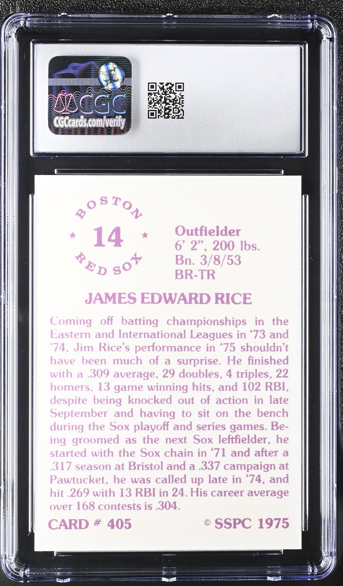 1976 Sspc Jim Rice #405 CGC 9