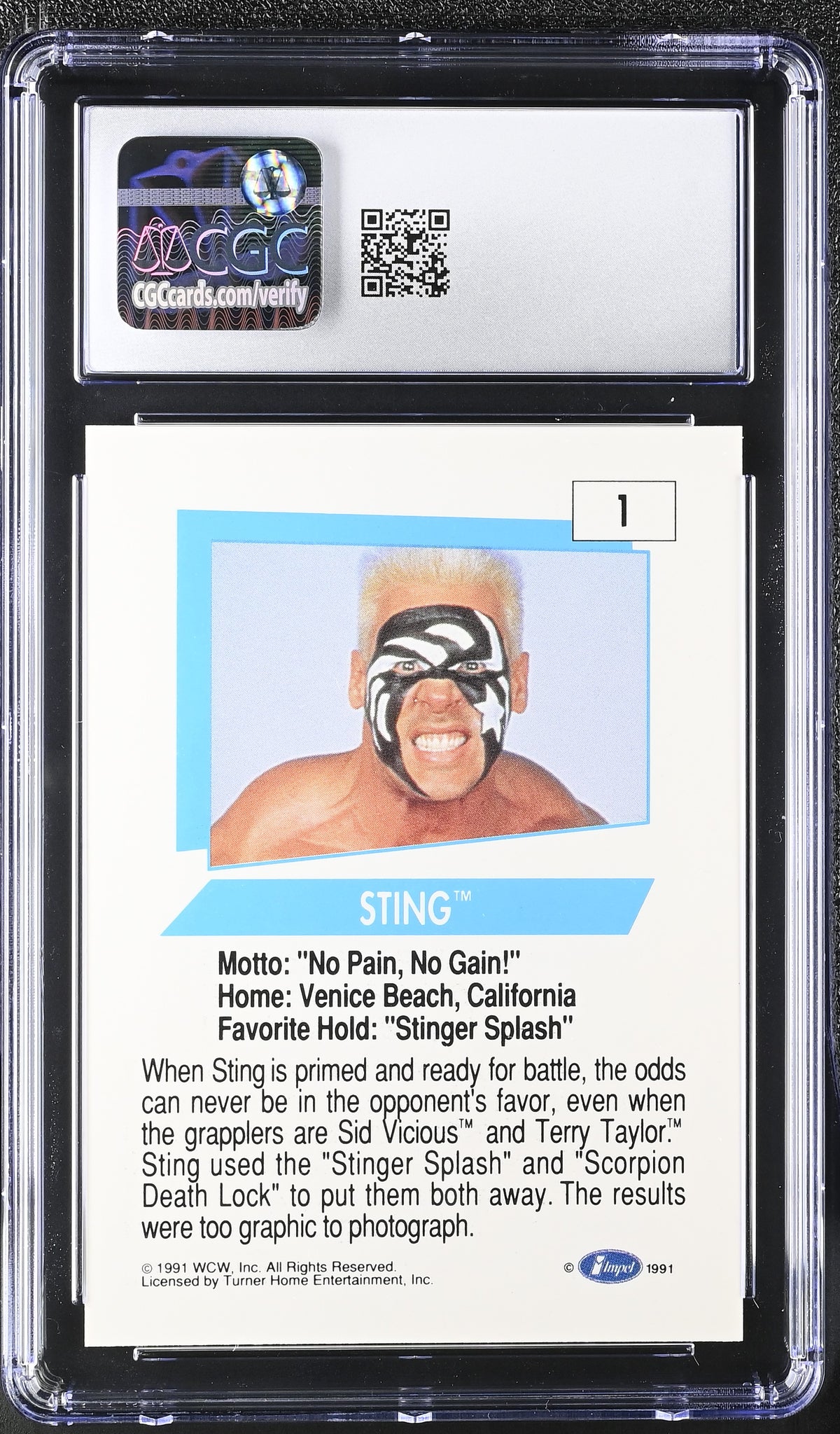 1991 Impel WCW Sting #1 CGC 9.5
