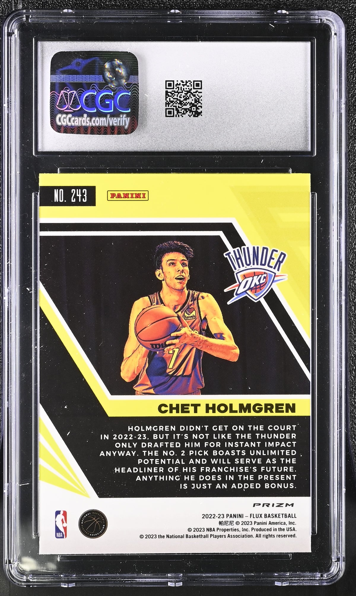2022-23 Panini Flux Chet Holmgren Red Cracked Ice Rookie #243 CGC 10 Thunder