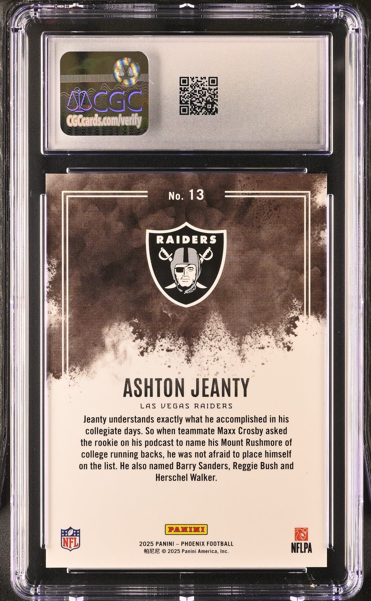 2025 Panini Phoenix Ashton Jeanty #13 Rookie Color Blast CGC 8.5  Raiders