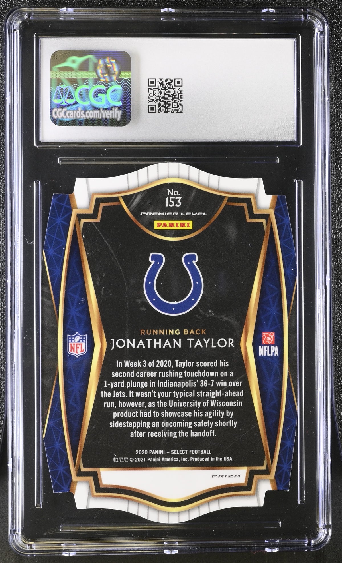 2020 Panini Select Jonathan Taylor Red Die-Cut Rookie #153 CGC 9 Colts