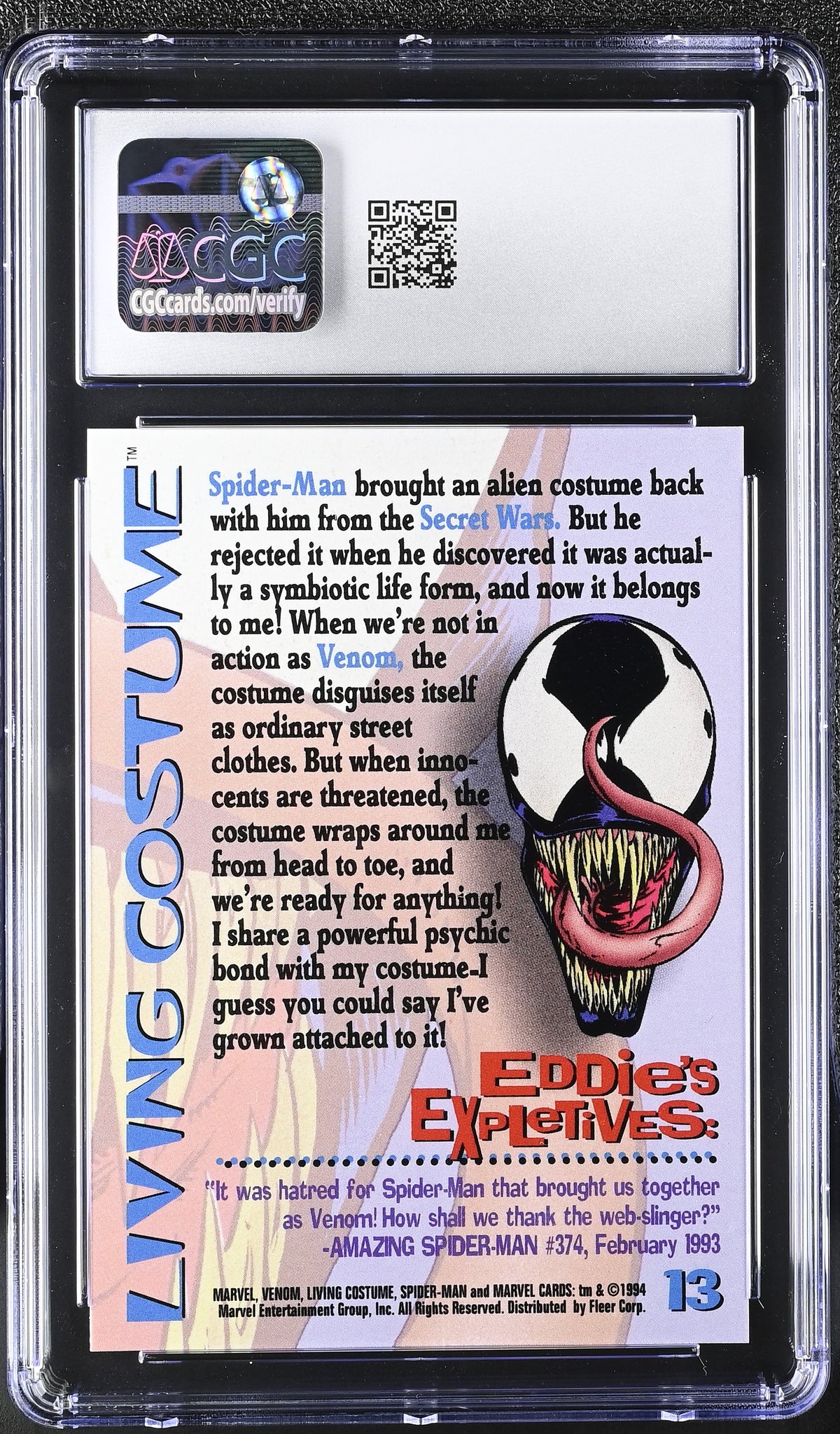 1994 Fleer Amazing Spider-Man Living Costume #13 CGC 10