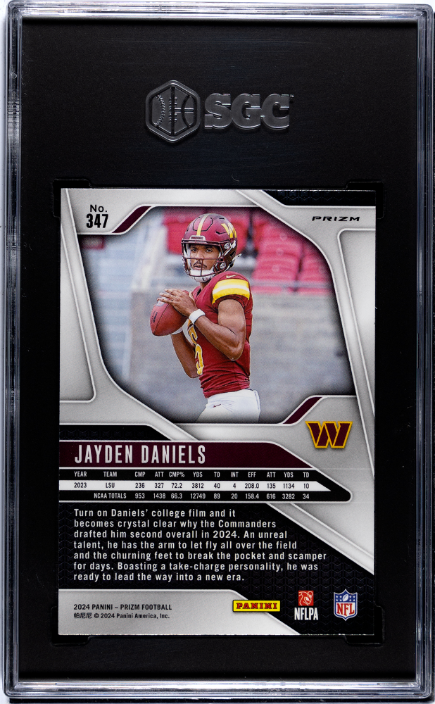 2024 Panini Prizm Jayden Daniels Disco Rookie #347 SGC 10 Washington Commanders