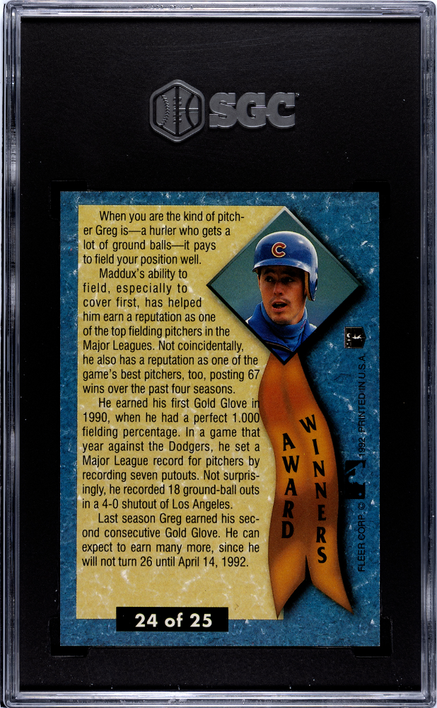1992 Fleer Ultra Greg Maddux Award Winner #24 SGC 8.5