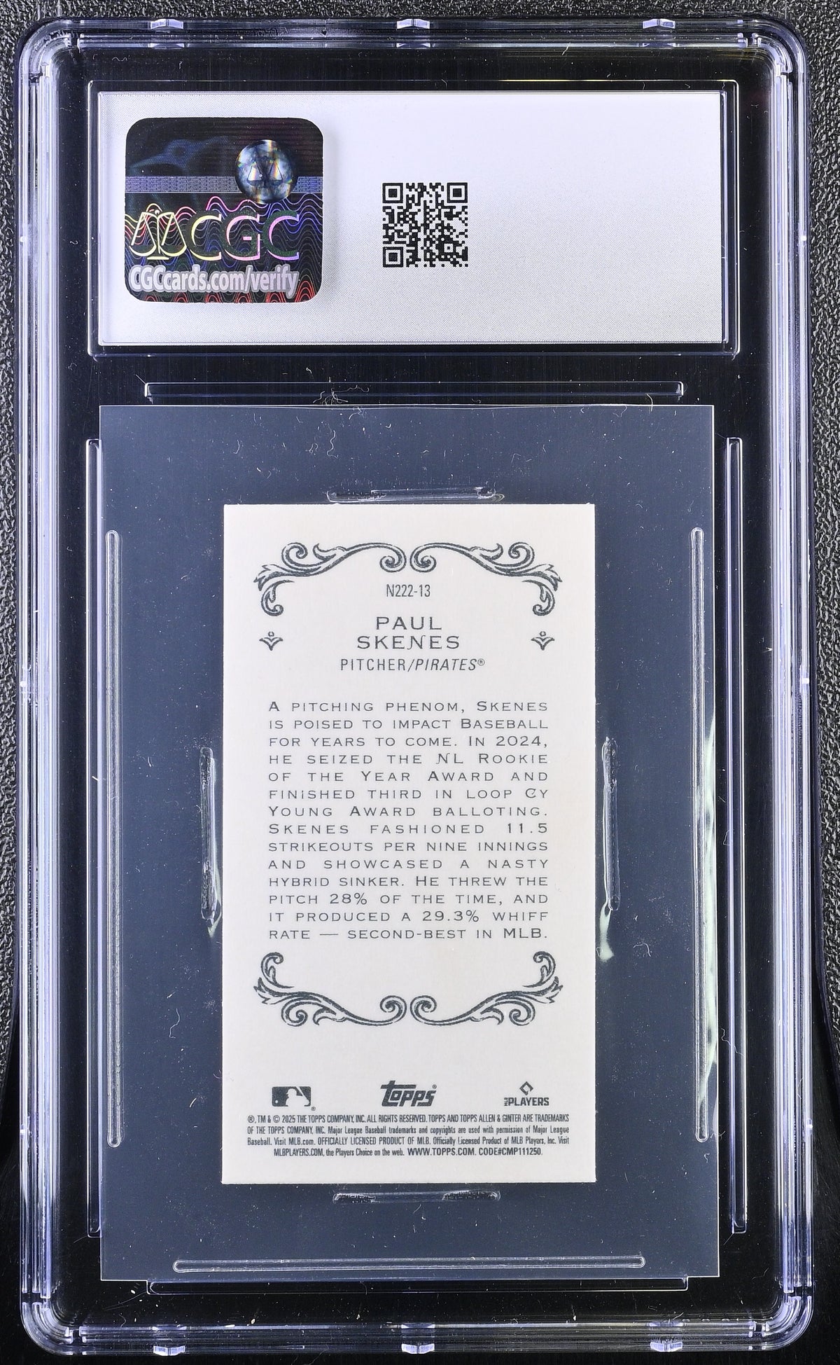 2025 Topps Allen & Ginter Paul Skenes 1889 N222 Mini #N222-13 CGC 9.5 Pirates