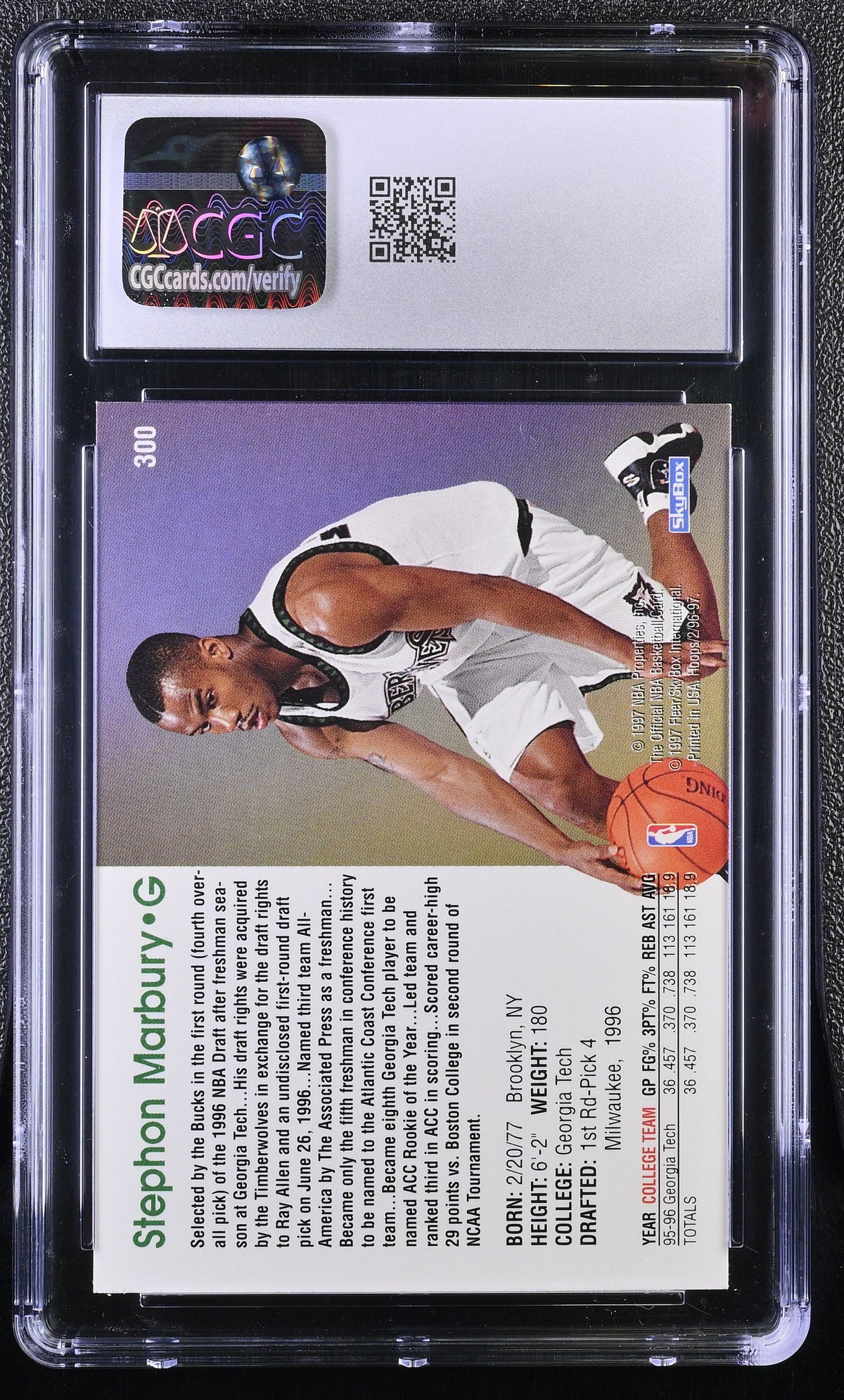 1996-97 Hoops Stephon Marbury Rookie #300 CGC 9.5 Orlando Magic
