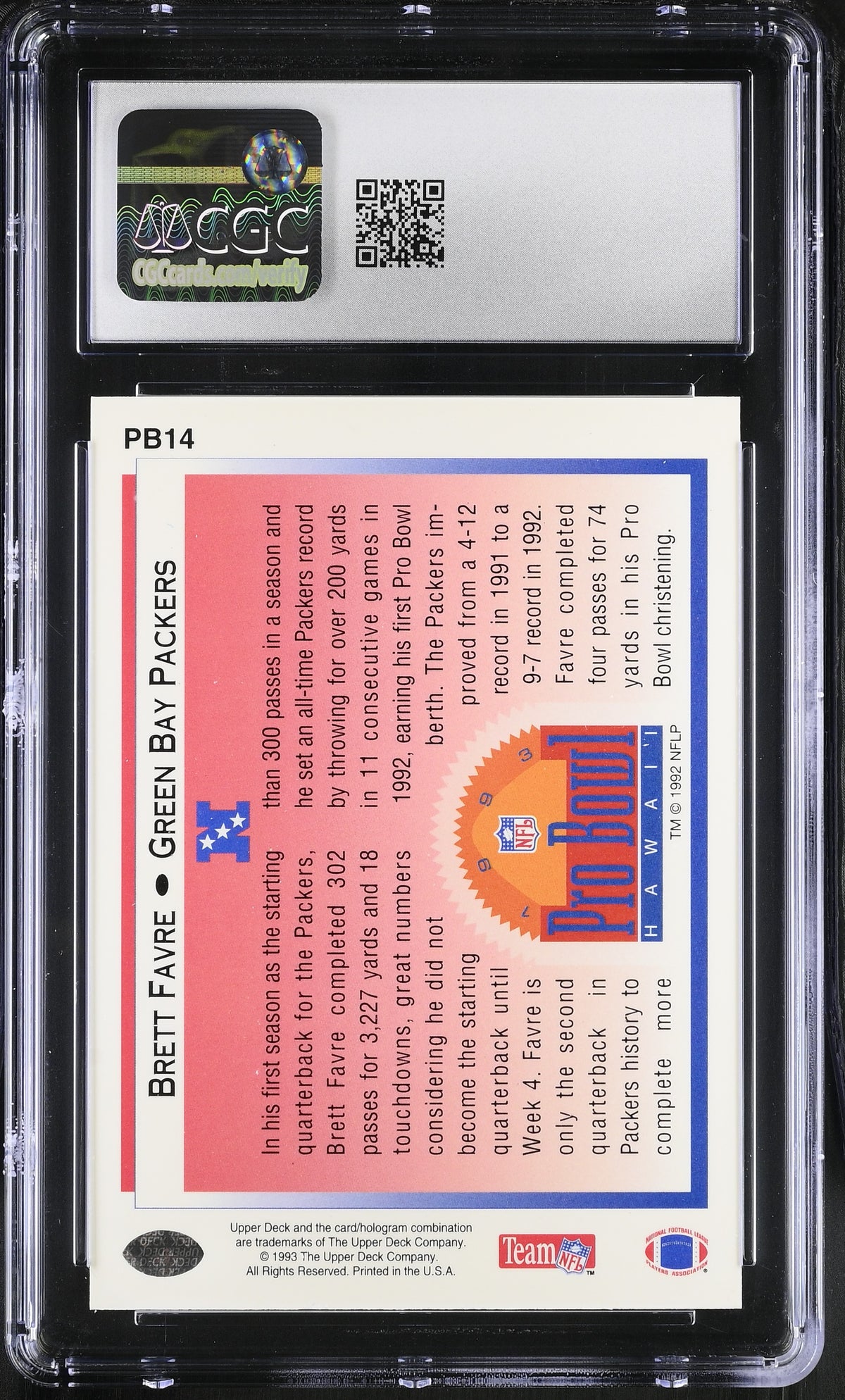 1993 Upper Deck Brett Favre Pro Bowl #PB14 CGC 9.5 Green Bay Packers