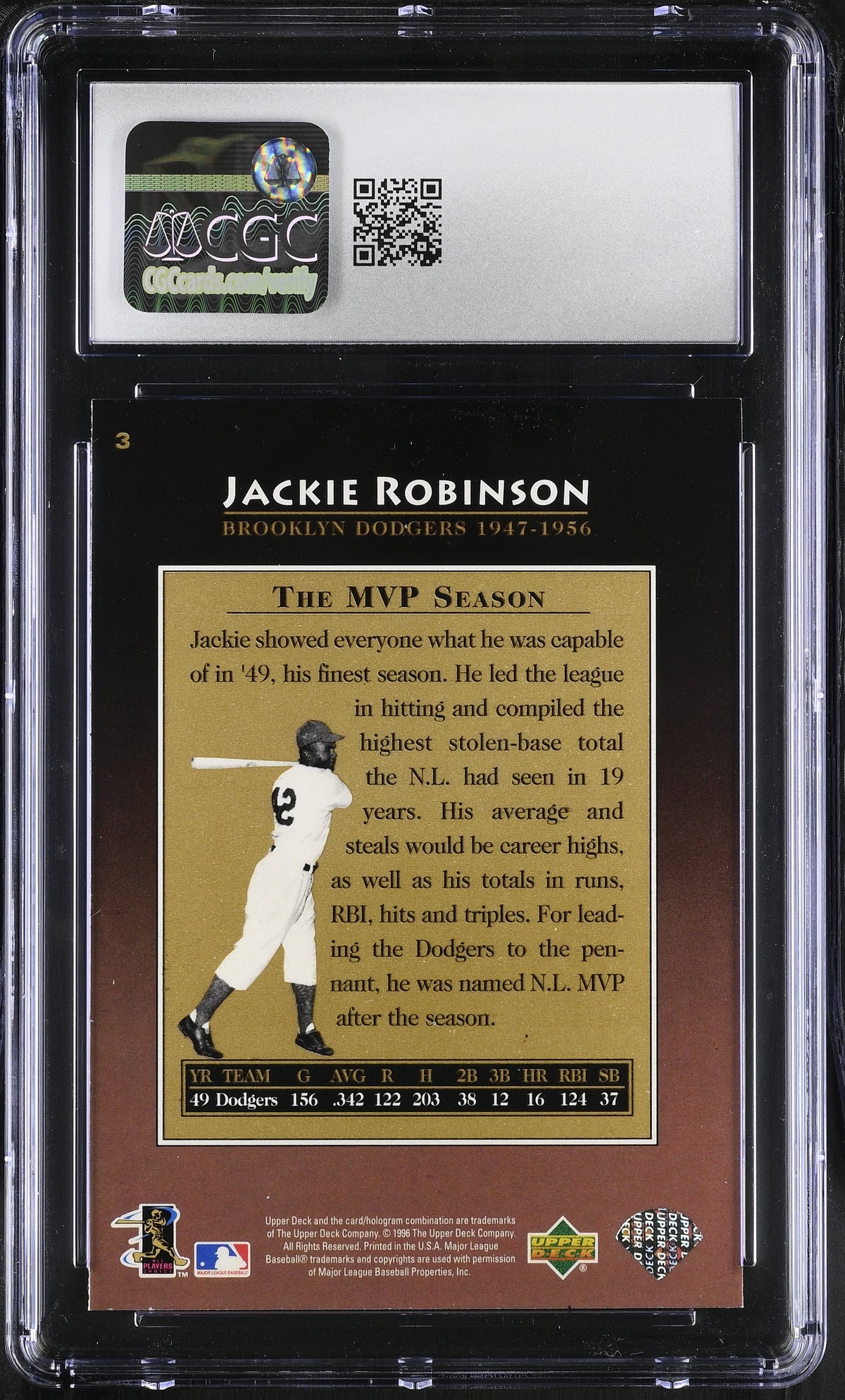 1997 Upper Deck Jackie Robinson #3 CGC 9.5 Brooklyn Dodgers