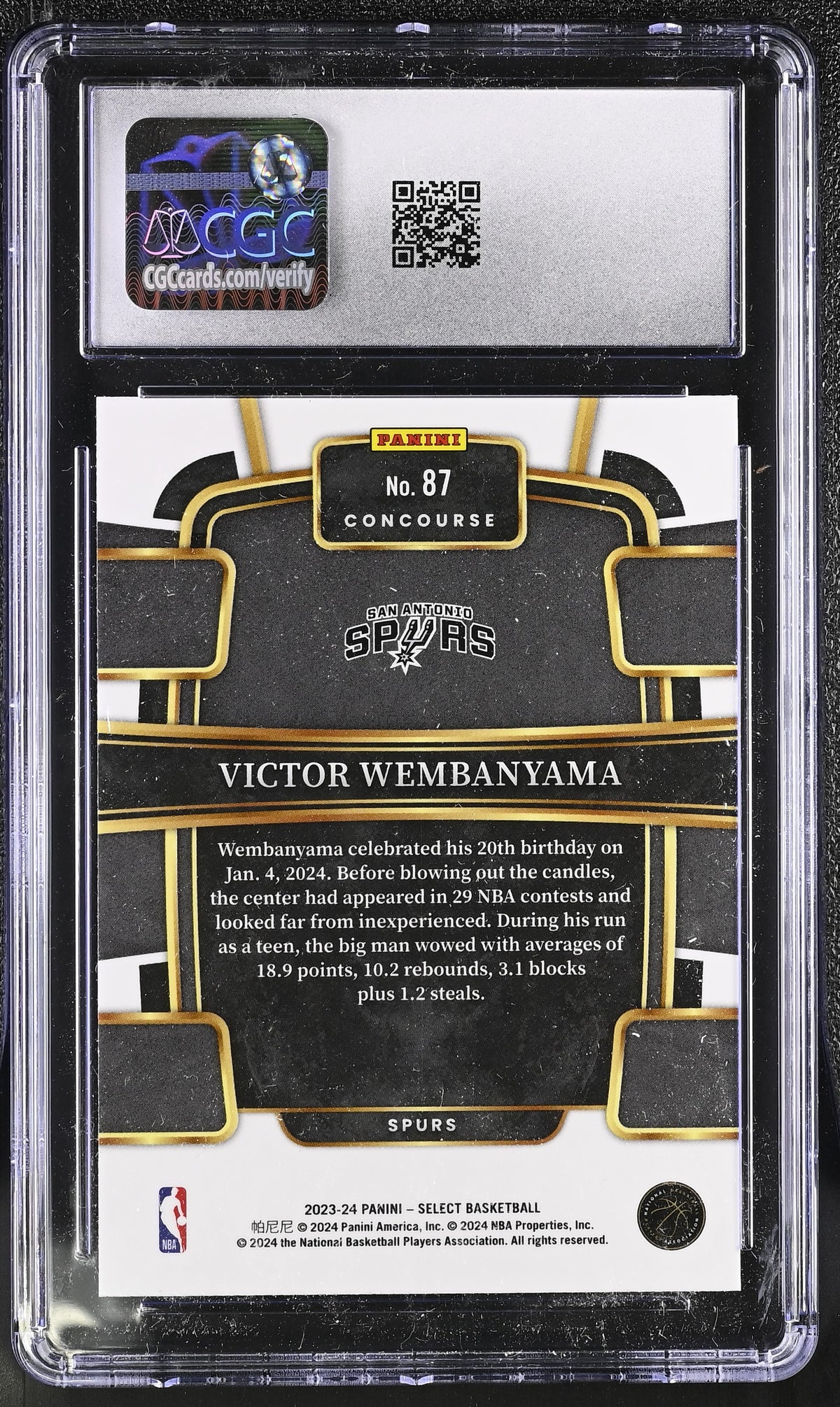 2023-24 Panini Select Victor Wembanyama Rookie Retail #87 CGC 10 Spurs