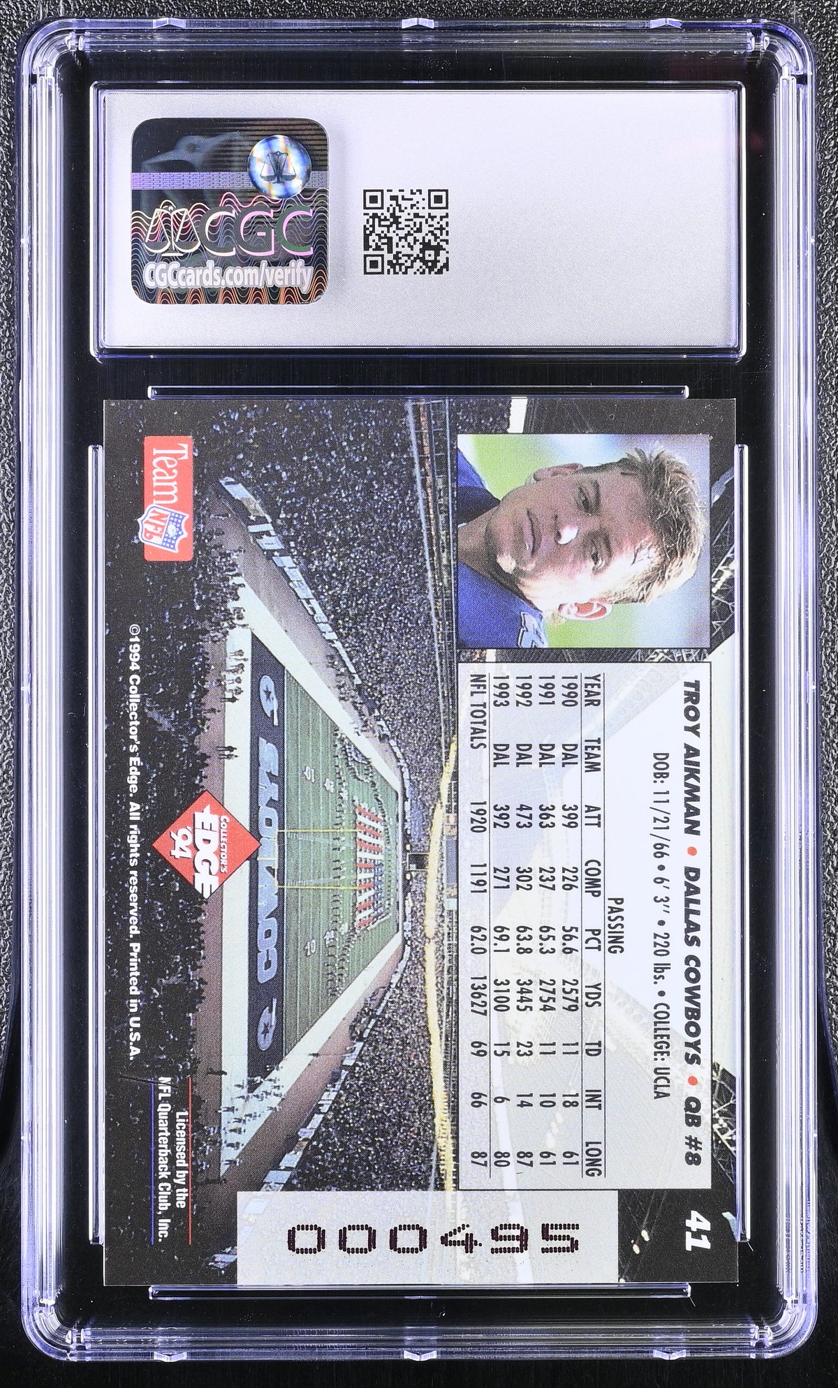 1994 Collector's Edge Troy Aikman Gold #41 CGC 10 Dallas Cowboys