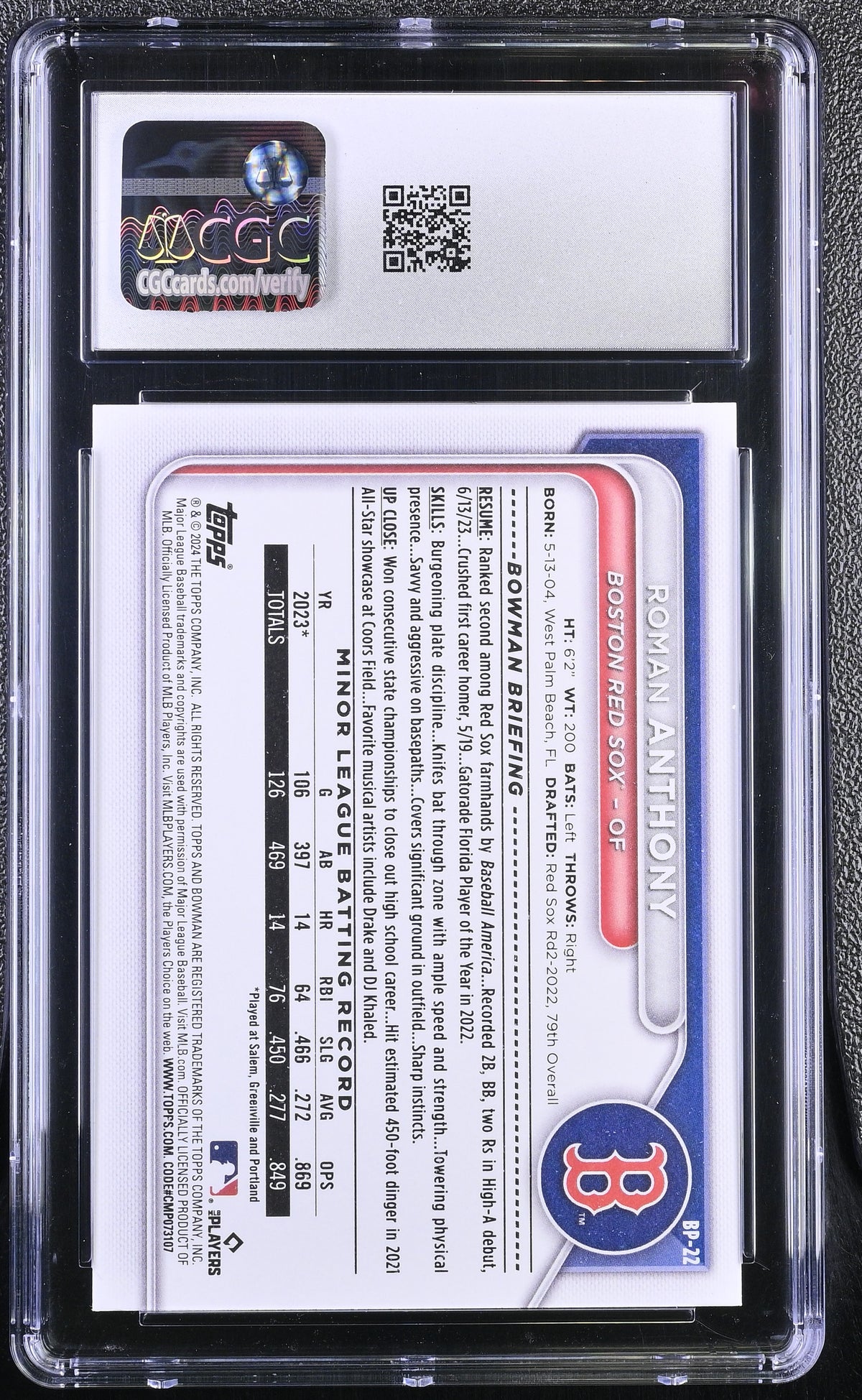 2024 Bowman Roman Anthony Prospects #BP-22 CGC 10