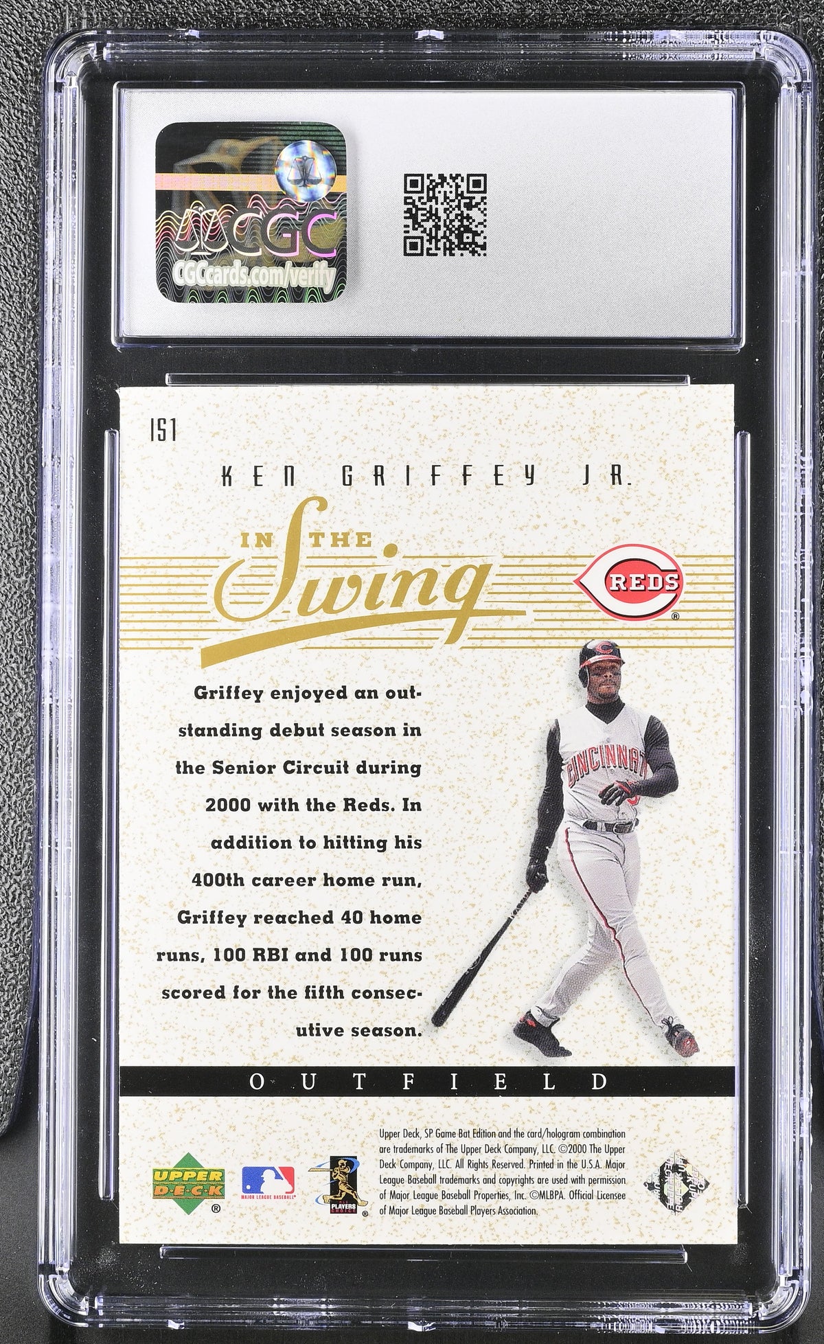 2001 SP Game Bat Edition Ken Griffey Jr. In the Swing #IS1 CGC 10 Reds