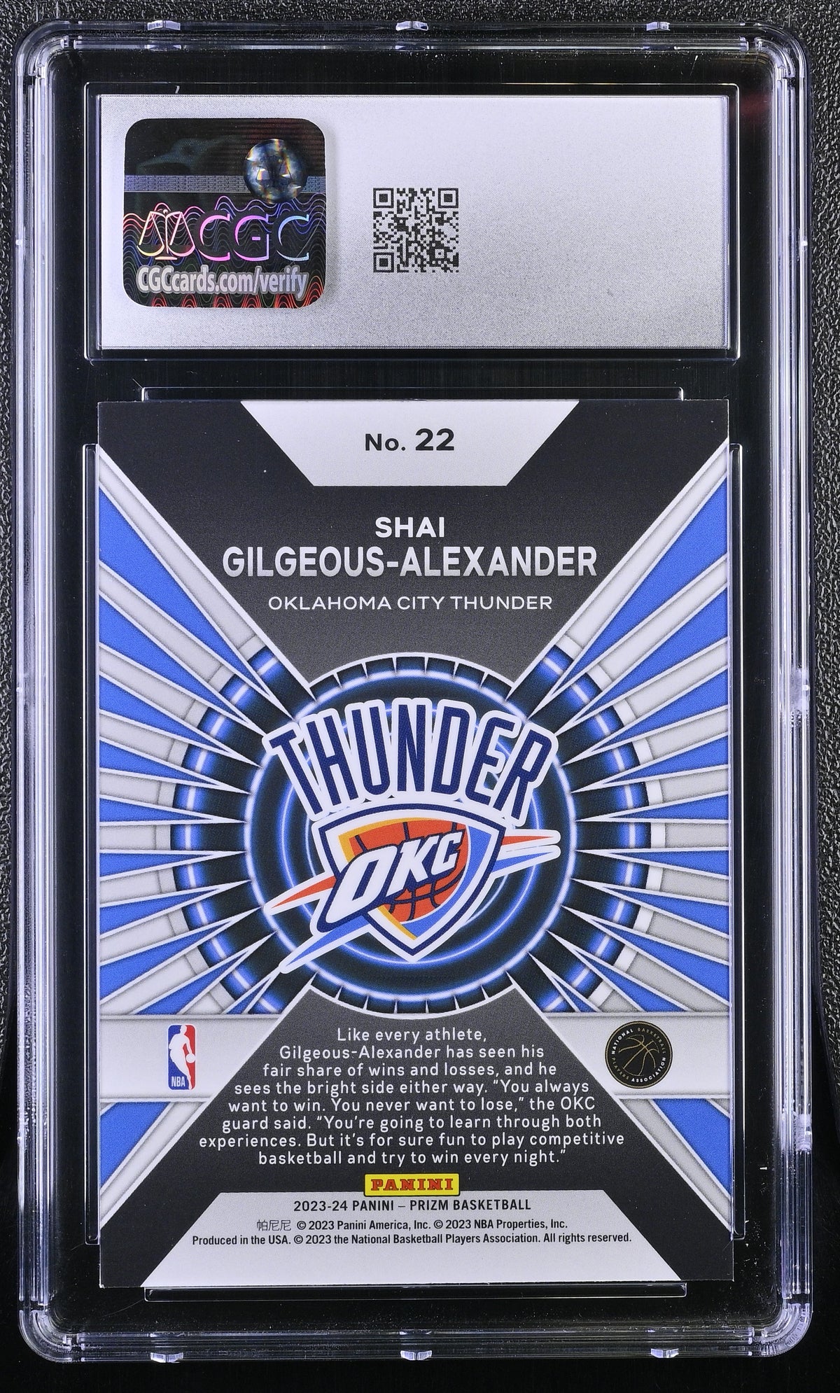 2023-24 Panini Prizm Shai Gilgeous-Alexander Dominance #22 CGC 9.5 Thunder