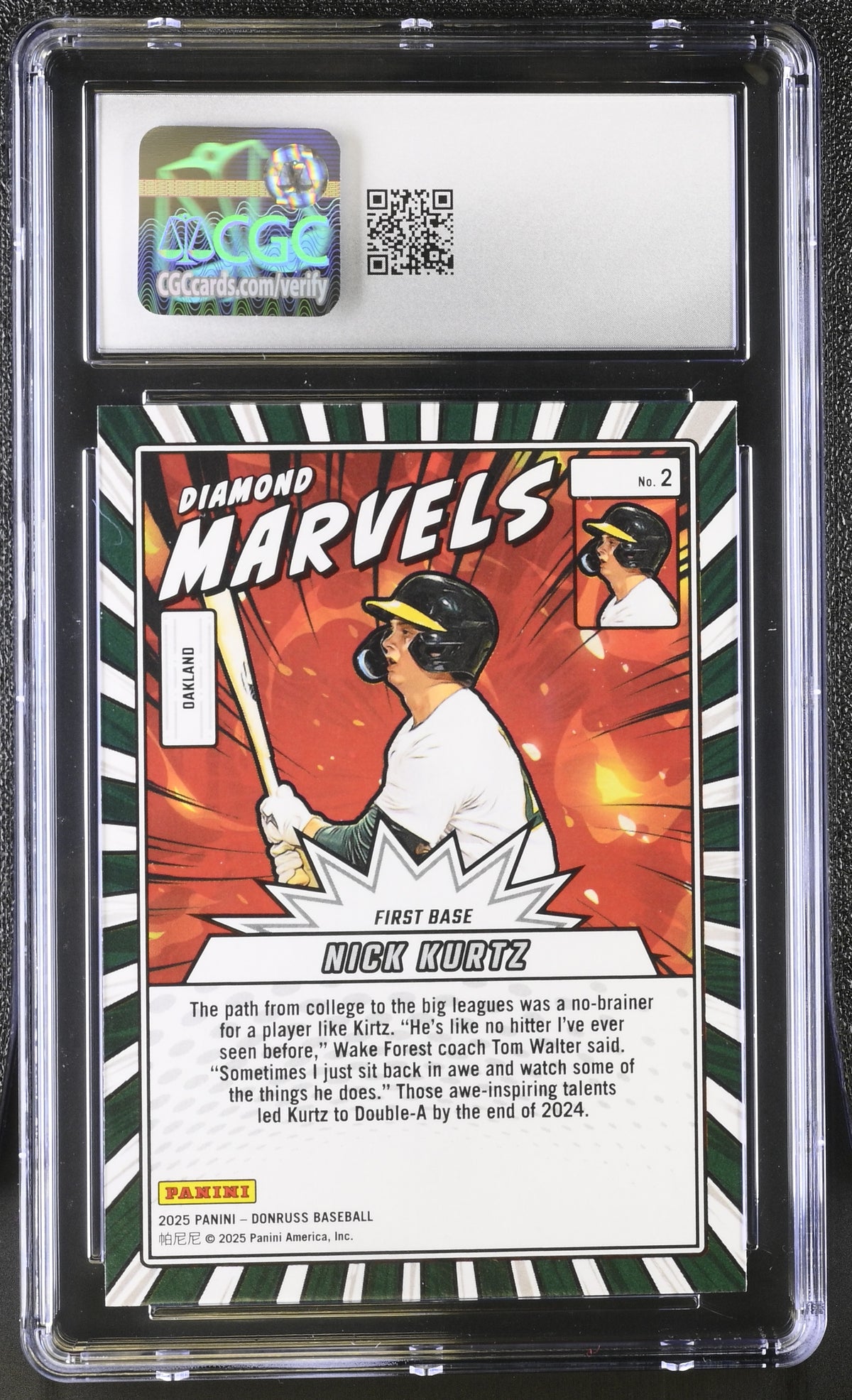 2025 Donruss Nick Kurtz Rookie Diamond Marvels #2 CGC 9 Oakland Athletics