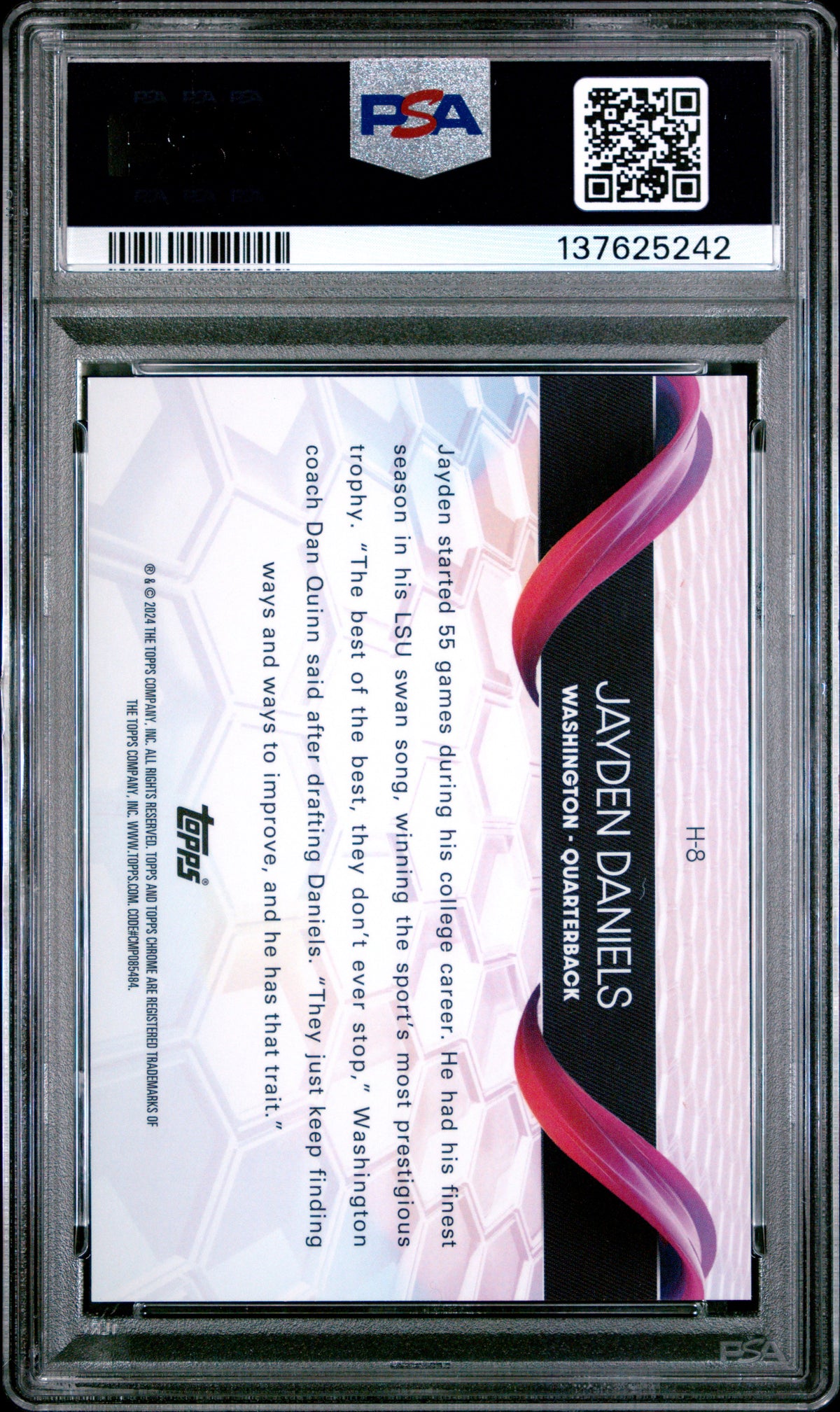 2024 Topps Chrome Helix Jayden Daniels Rookie #H8 PSA 10 Washington Commanders