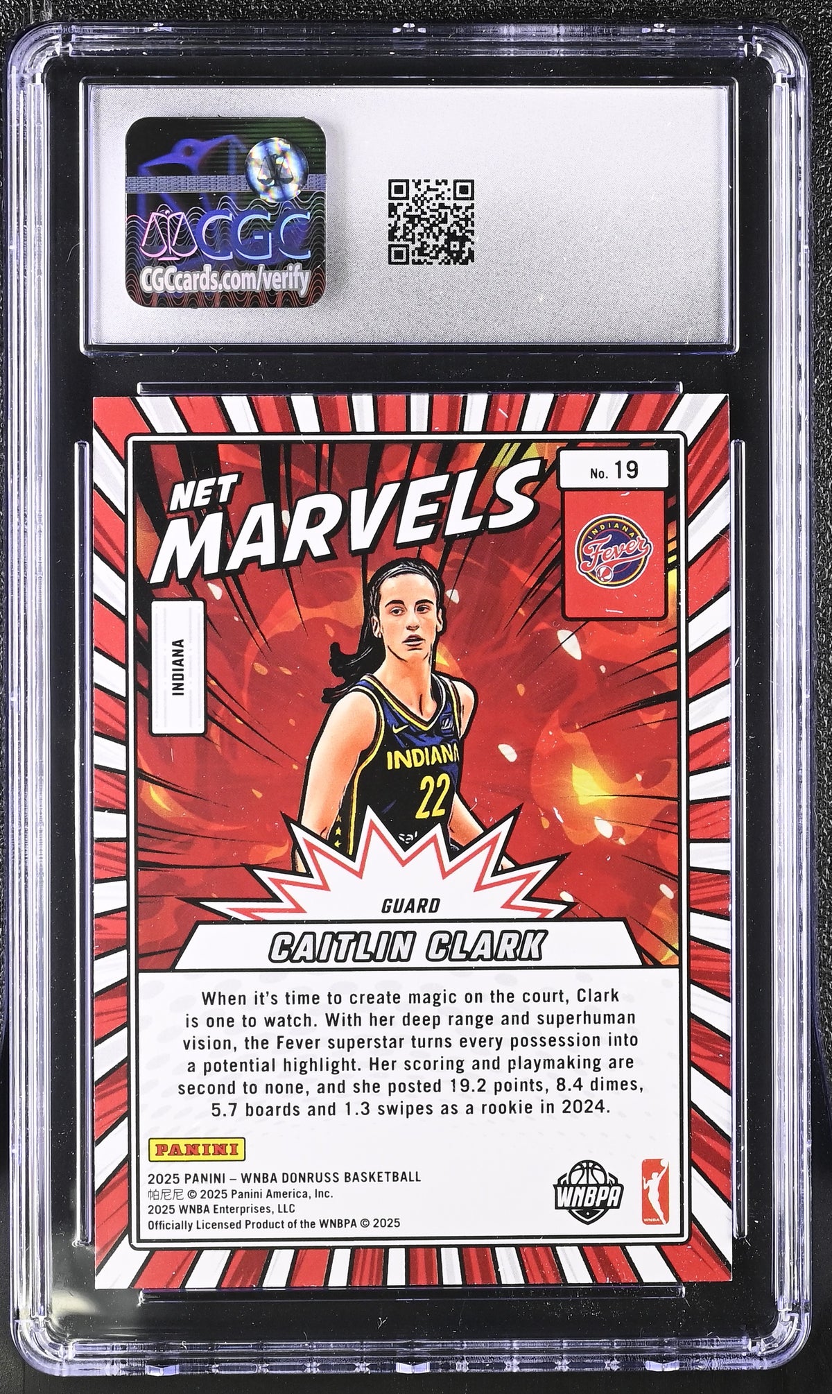 2025 Donruss WNBA Caitlin Clark Rookie Net Marvels #19 CGC 9.5 Iowa Hawkeyes