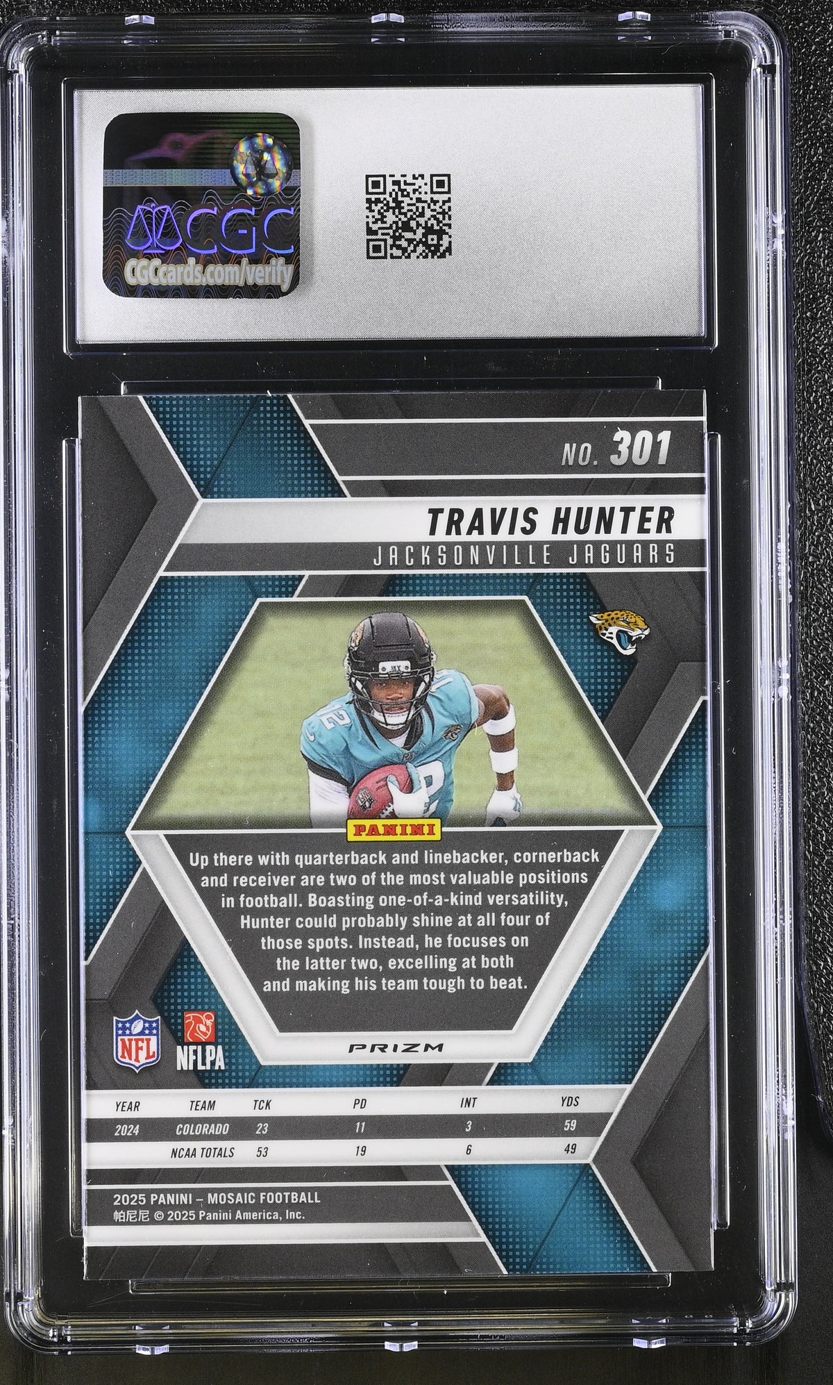2025 Panini Mosaic Travis Hunter Mosaic Rookie #301 CGC 10 Jacksonville Jaguars