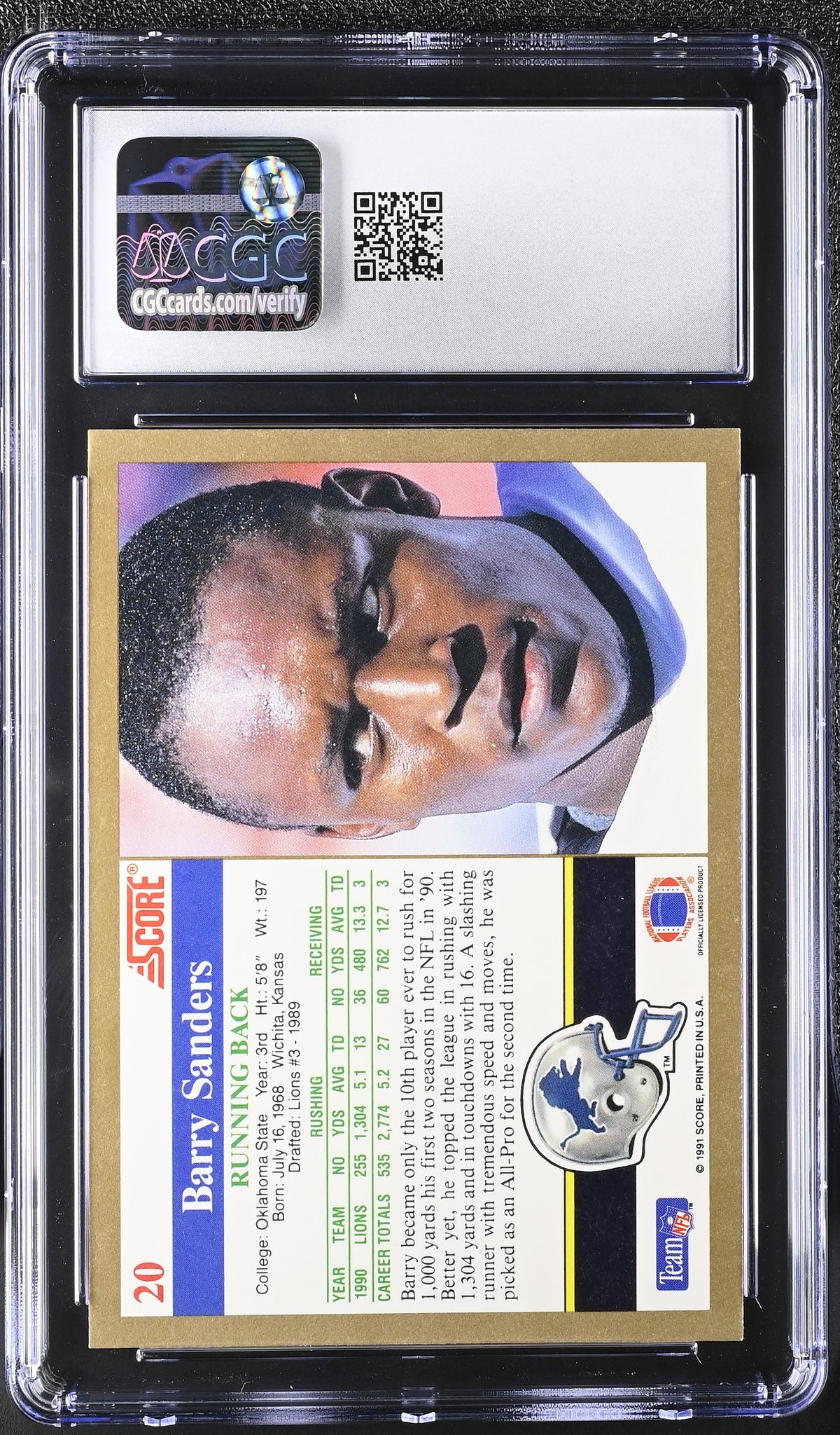 1991 Score Barry Sanders #20 CGC 9.5 Detroit Lions