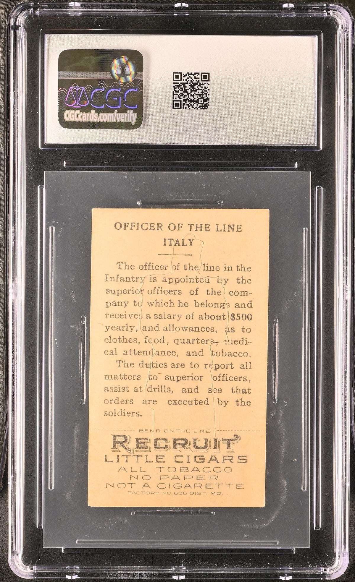 1909 Other Non-Sports Military Series Office of the Line - Italy Die-Cut CGC 5