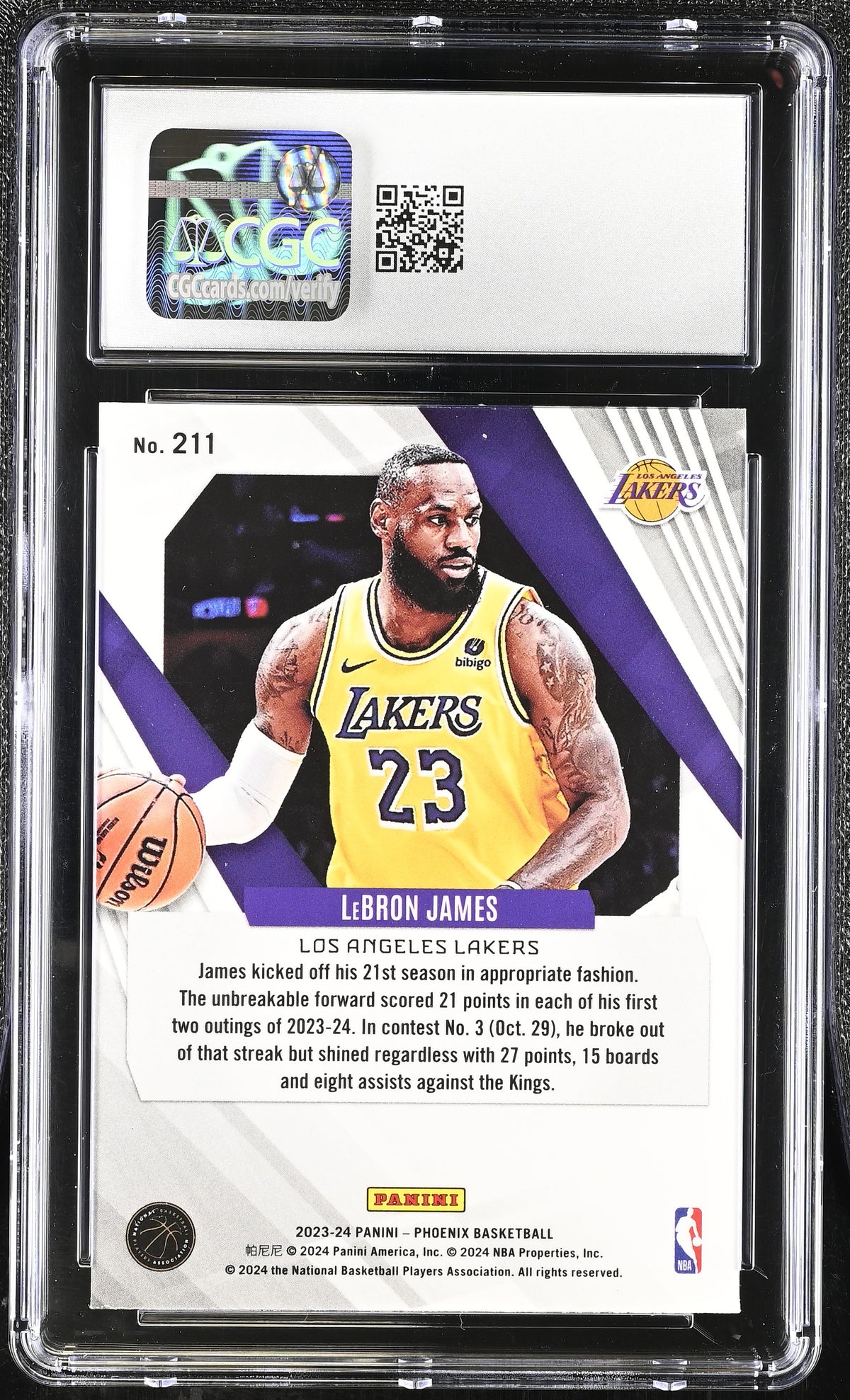 2023-24 Panini Phoenix LeBron James Silver #211 CGC 10 Los Angeles Lakers