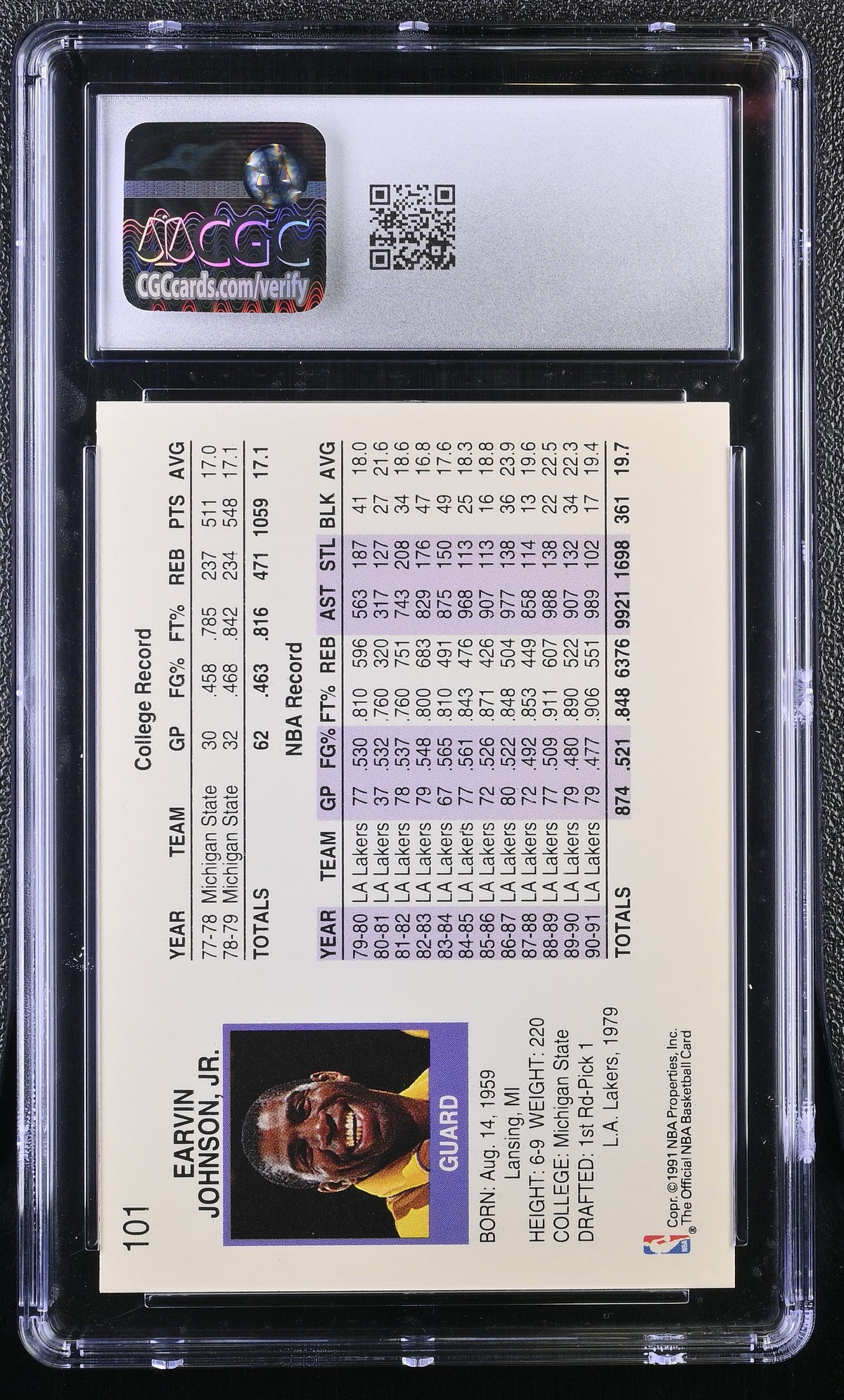 1991-92 Hoops Magic Johnson #101 CGC 9.5 Los Angeles Lakers