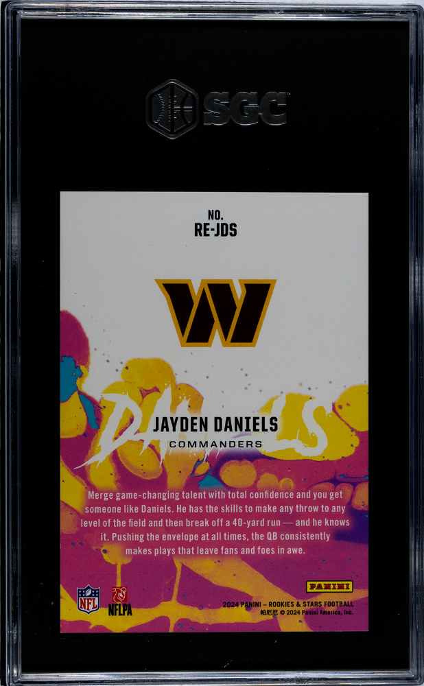 2024 Rookies & Stars Jayden Daniels Exclusive Orange /125 Rookie #RE-JDS SGC 9.5