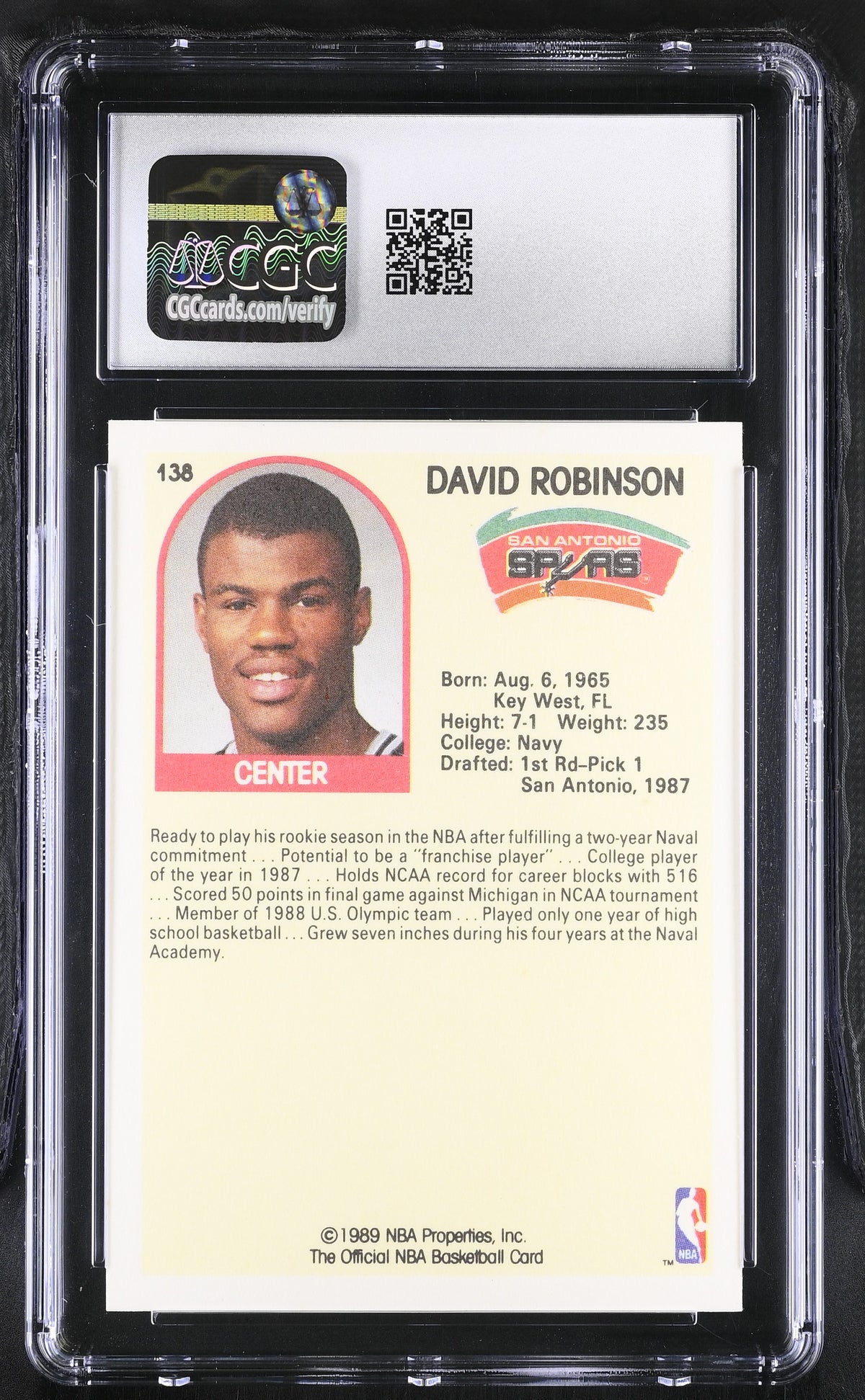 1989-90 Hoops David Robinson #138 CGC 8.5 San Antonio Spurs