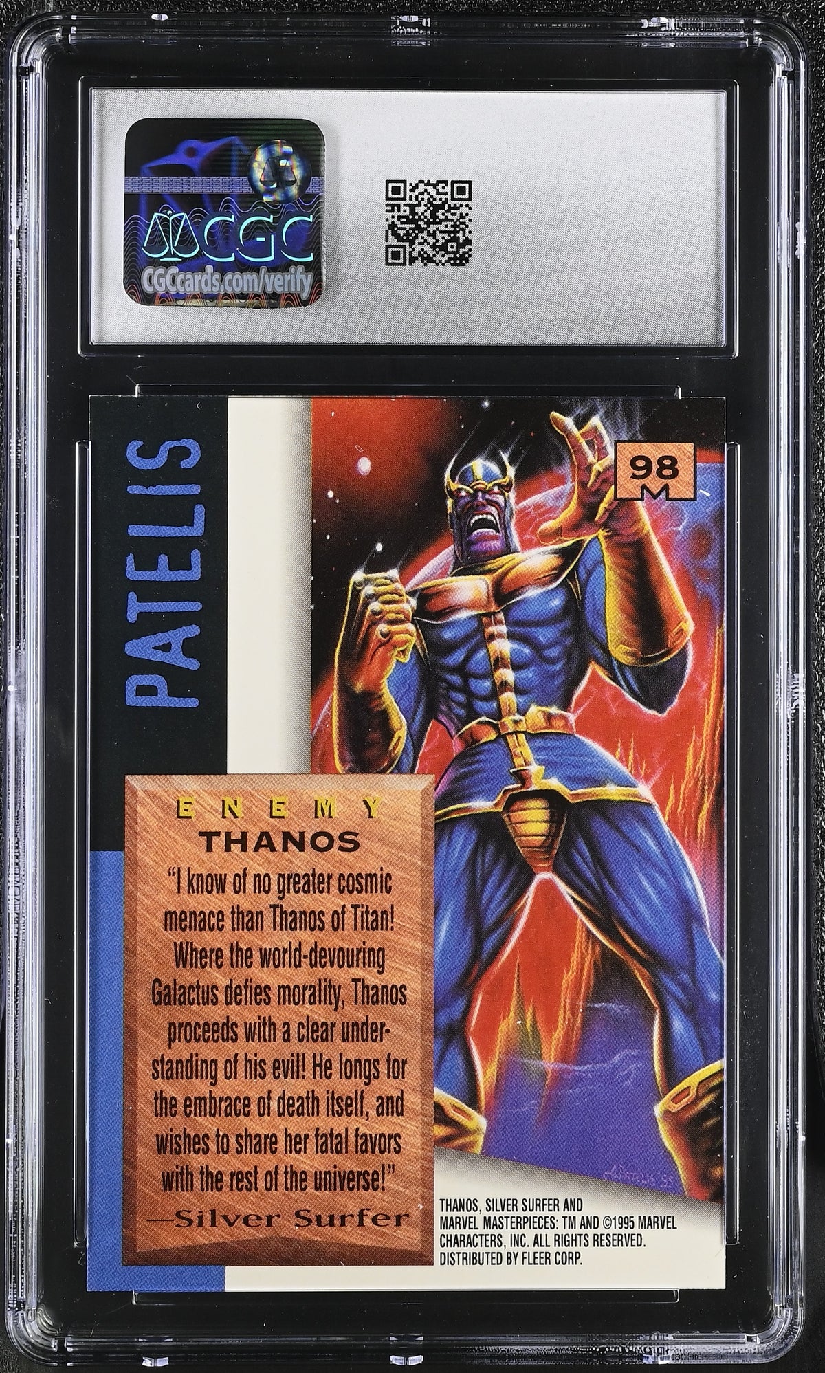 1995 Fleer Marvel Masterpieces Thanos #98 CGC 9.5