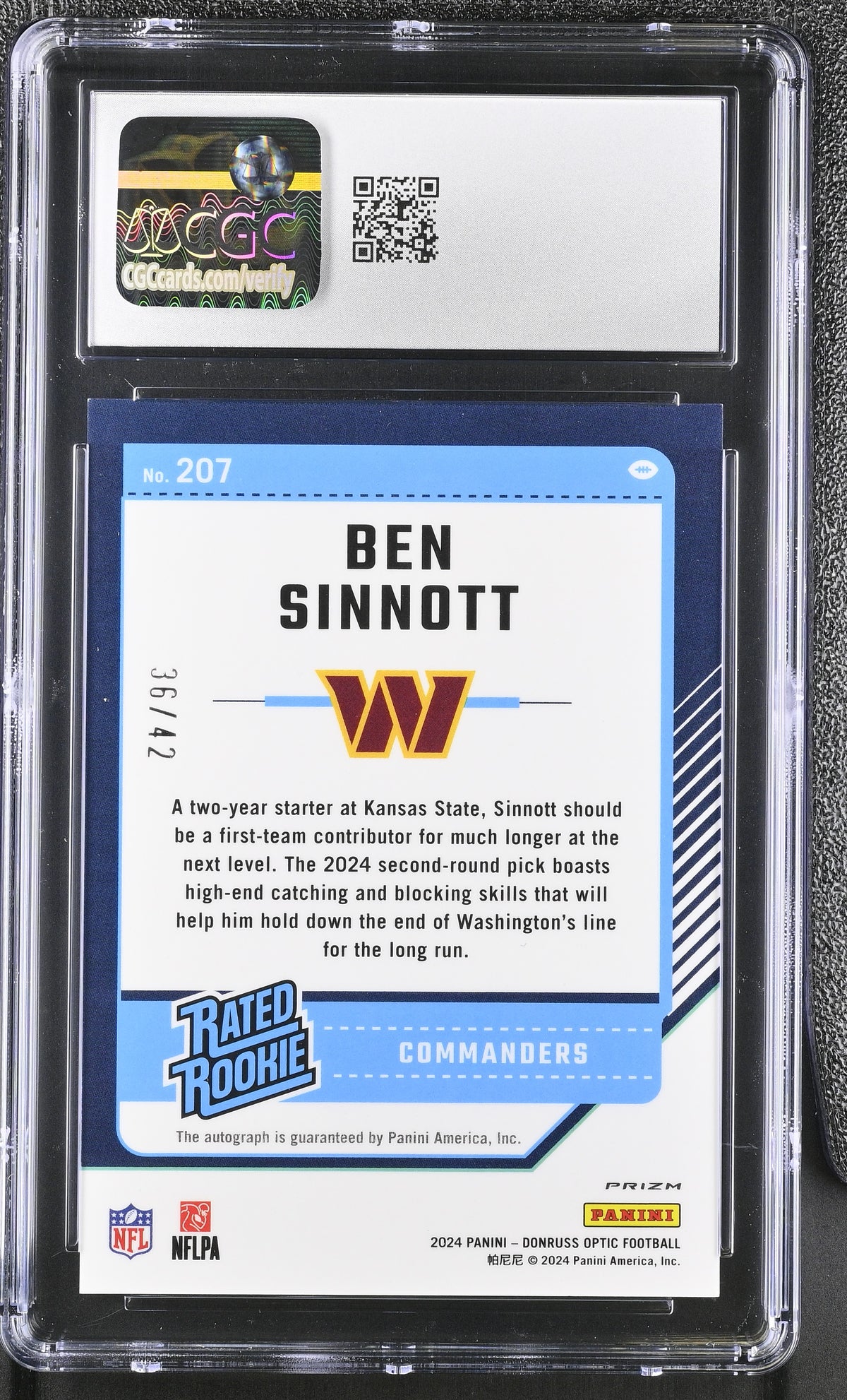 2024 Donruss Optic Ben Sinnott Purple Stars Rated Rookie Autographs #207 CGC 10