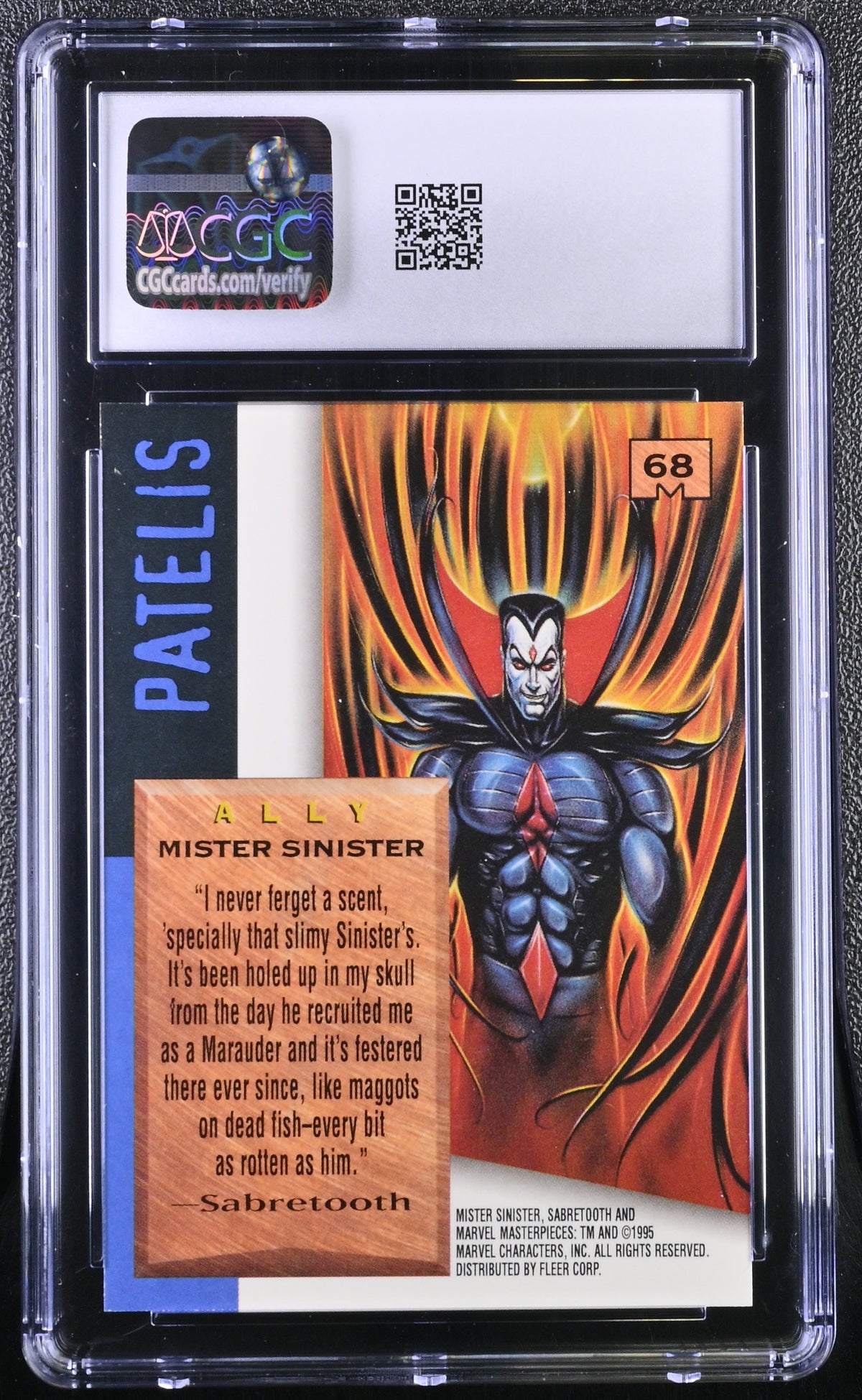 1995 Fleer Marvel Masterpieces Mr. Sinister #68 CGC 9.5