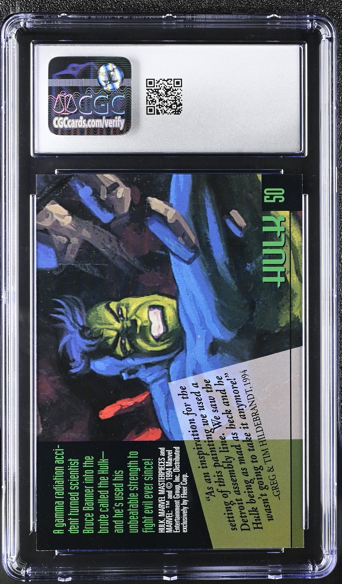 1994 Fleer Marvel Masterpieces Hulk #50 CGC 9.5