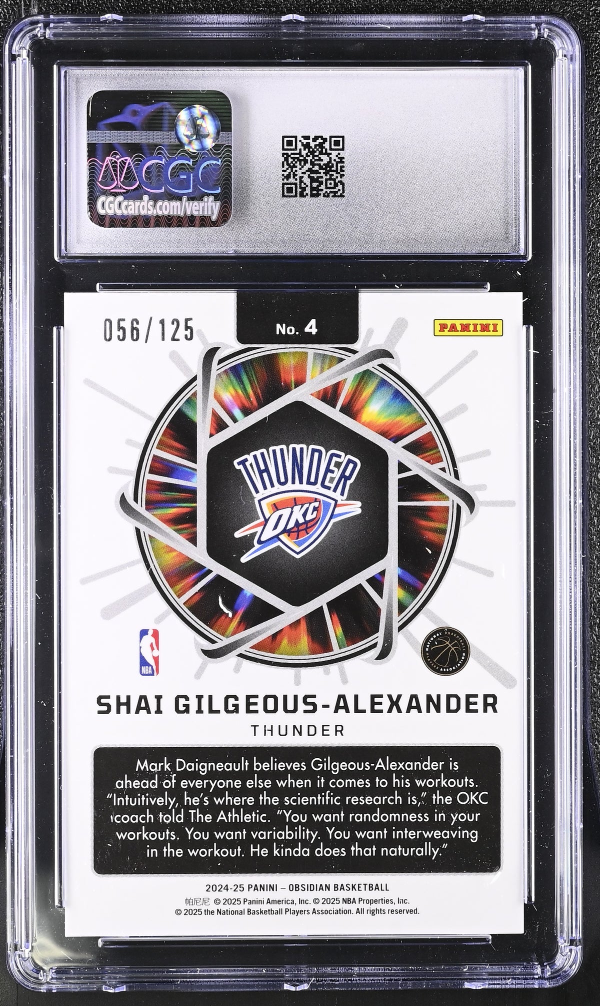 2024-25 Panini Obsidian Shai Gilgeous-Alexander /125 Supernova 4 CGC 9.5 Thunder