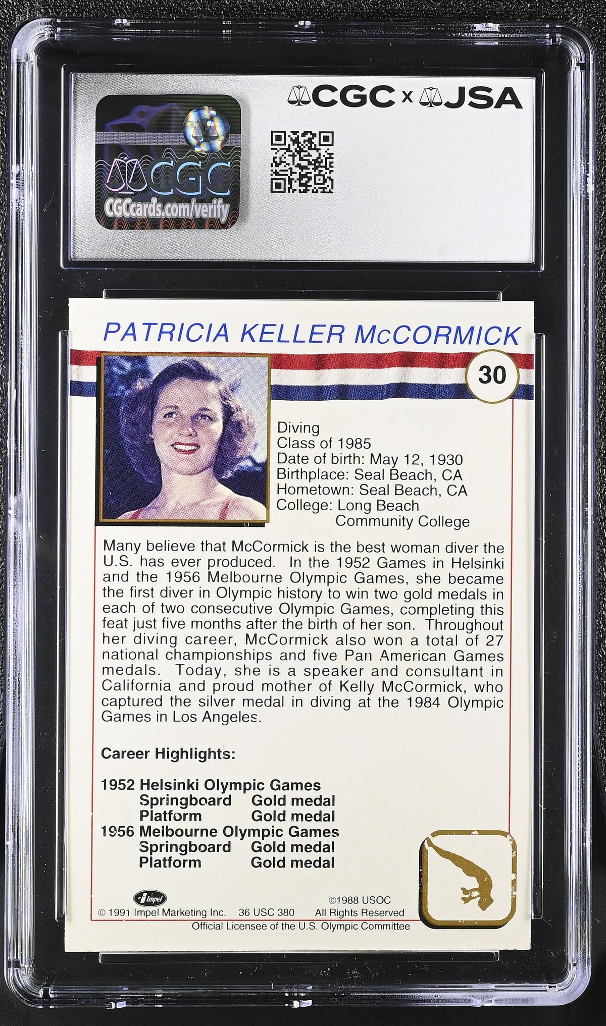 1991 Impel Patricia McCormick #30 Auto Autograph CGC Authentic