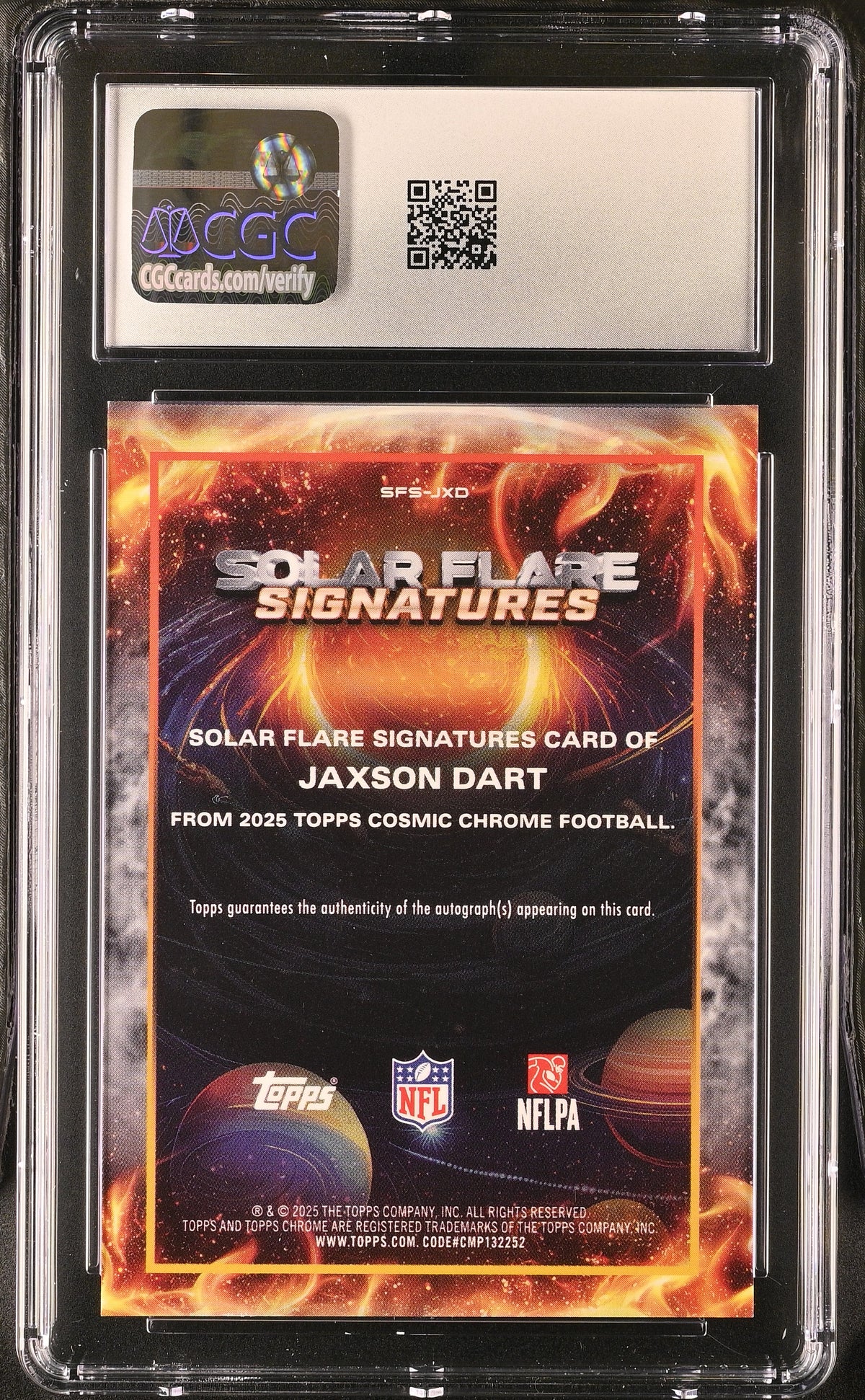 2025 Topps Cosmic Chrome Jaxson Dart /99 Rookie Solar Flare Auto CGC 8.5 Giants