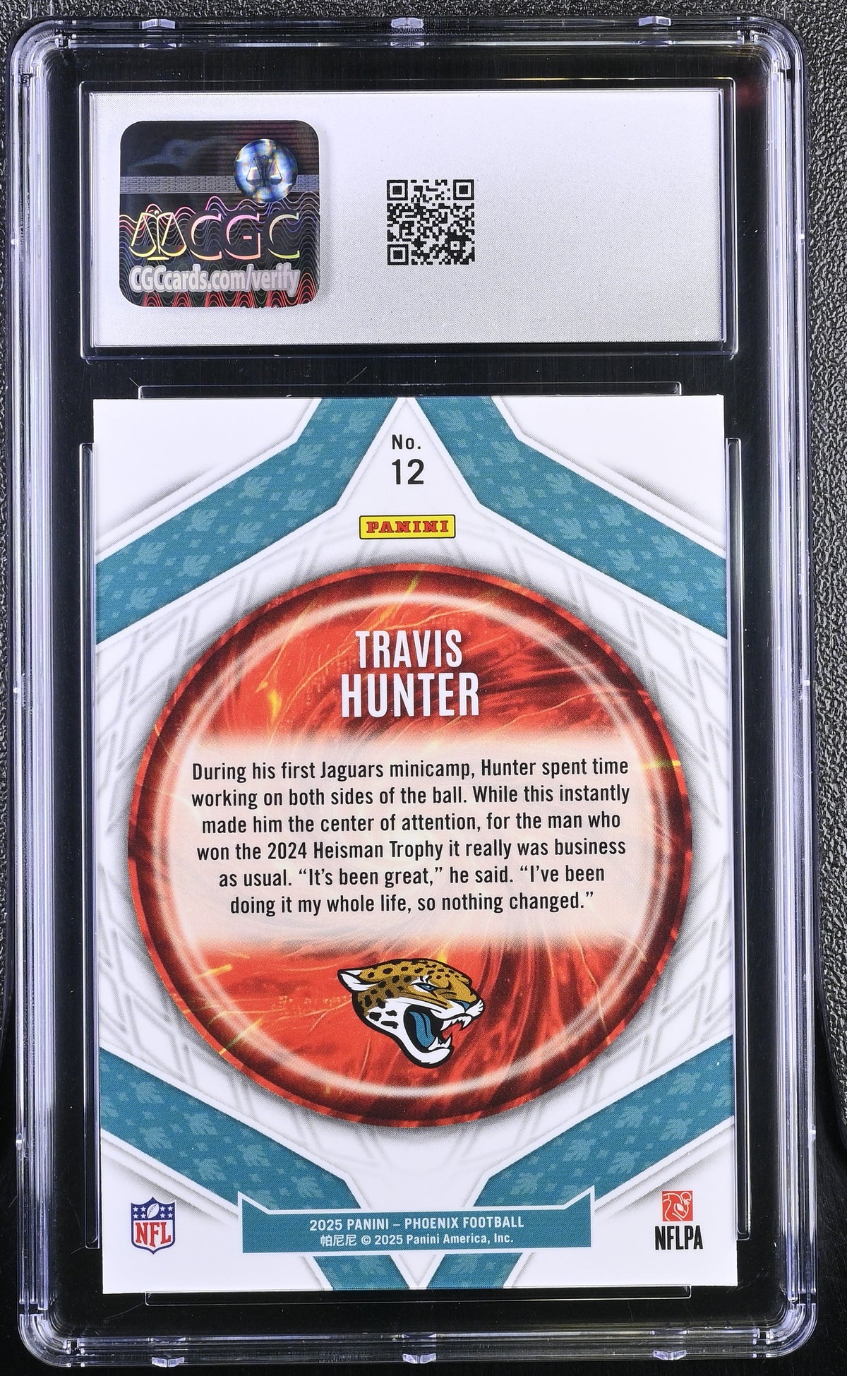 2025 Panini Phoenix Travis Hunter Rookie Paragon #12 CGC 10 Jacksonville Jaguars