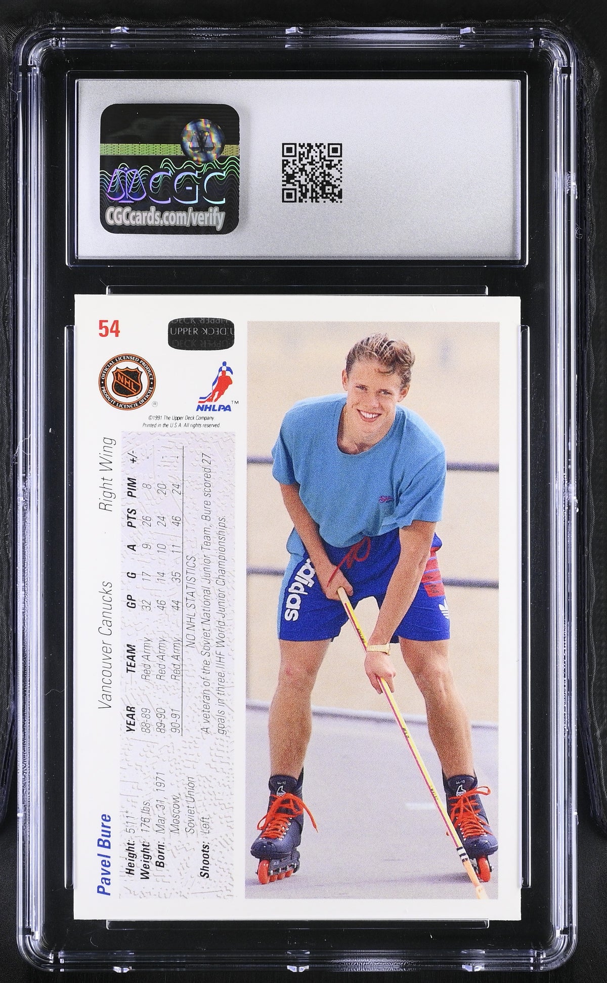 1991-92 Upper Deck Pavel Bure Rookie #54 CGC 9.5 Vancouver Canucks