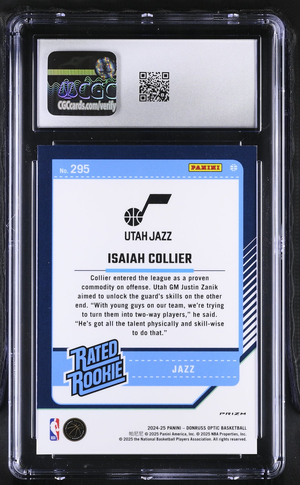 2024-25 Donruss Optic Isaiah Collier Red Sparkle Rookie #295 CGC 9.5 Utah Jazz