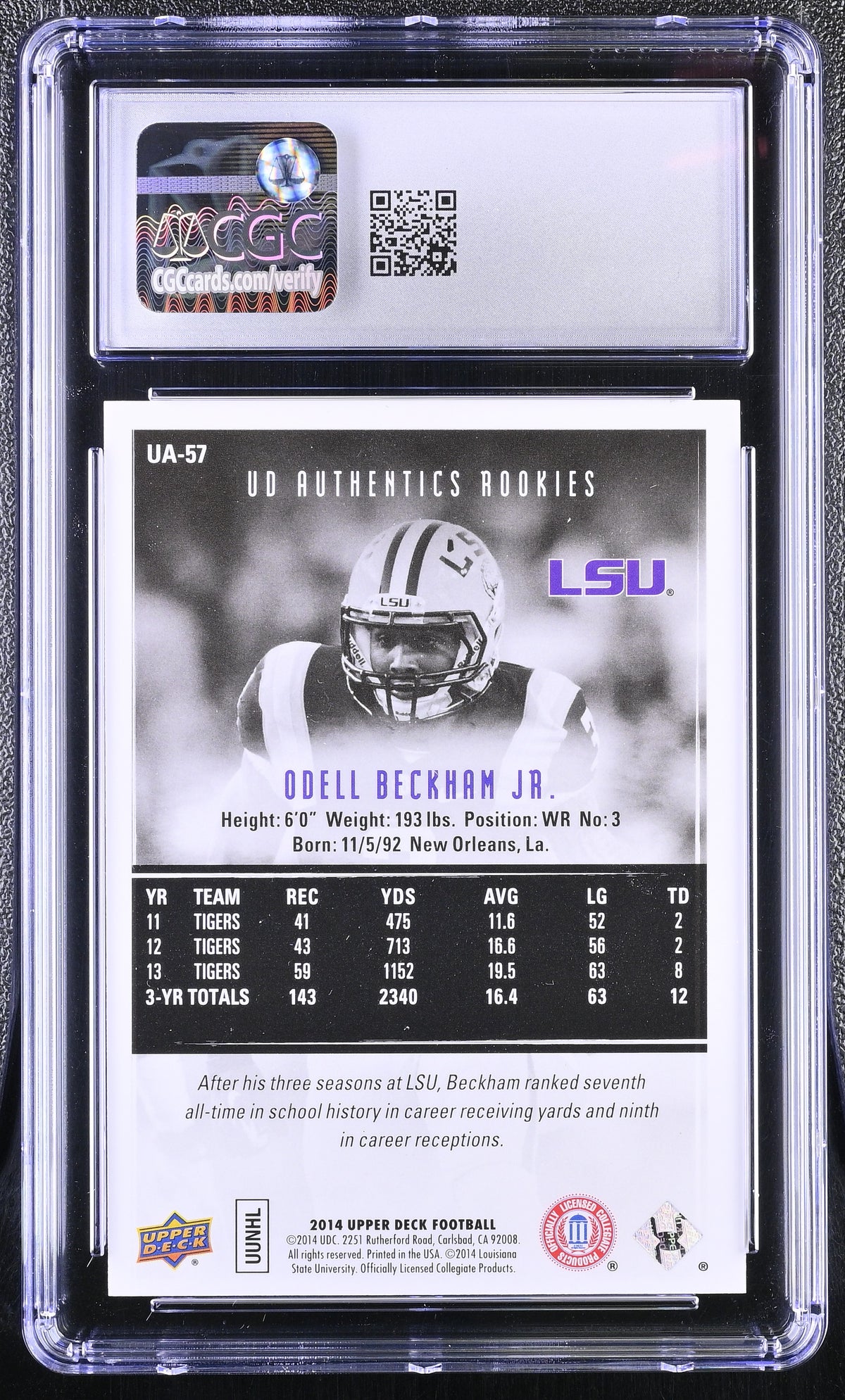 2014 Upper Deck Odell Beckham Jr. /430 Authentics Rookies #UA-57 CGC 9.5 LSU