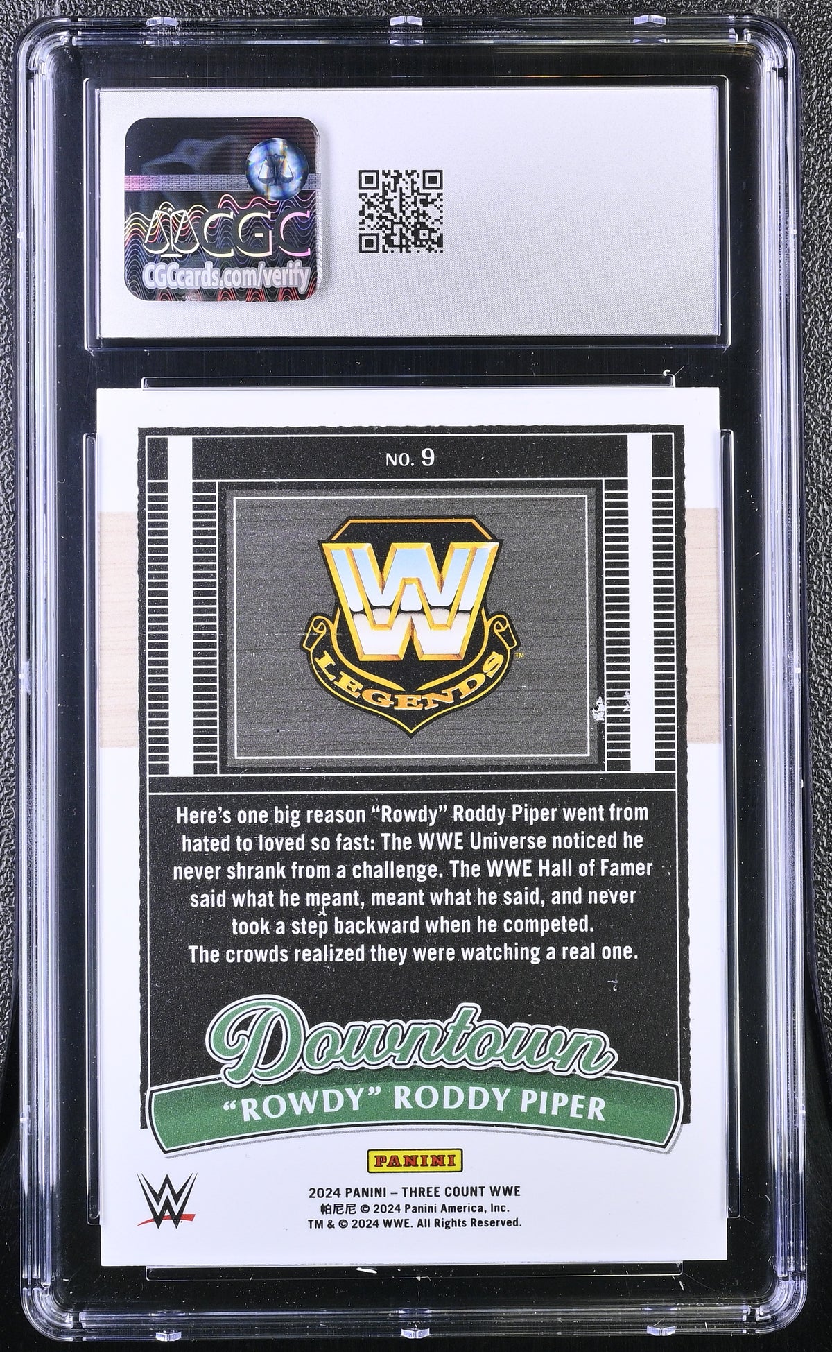 2024 Panini Three Count WWE "Rowdy" Roddy Piper Downtown #9 CGC 9