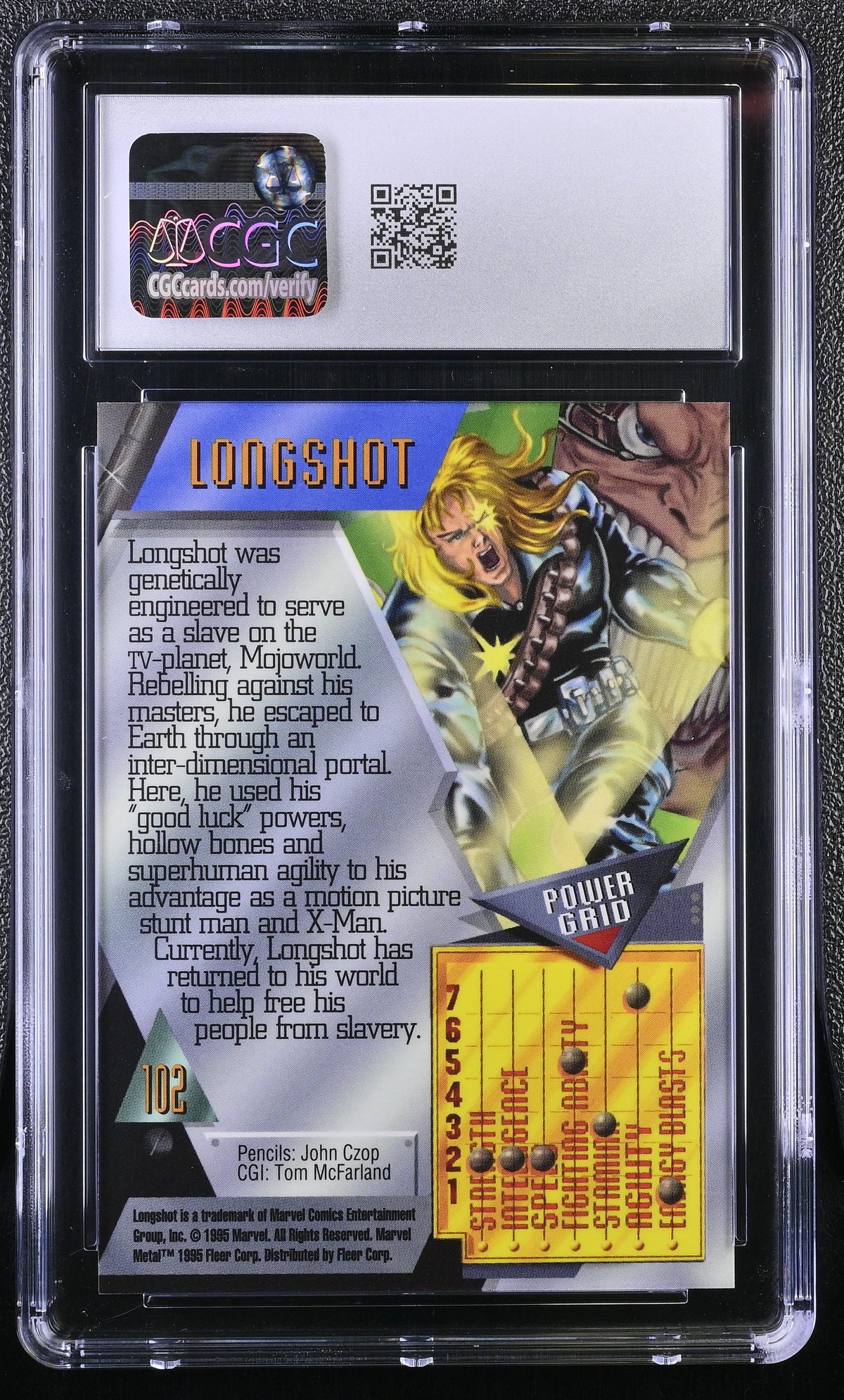 1995 Fleer Marvel Metal Inaugural Edition Longshot #102 CGC 9.5