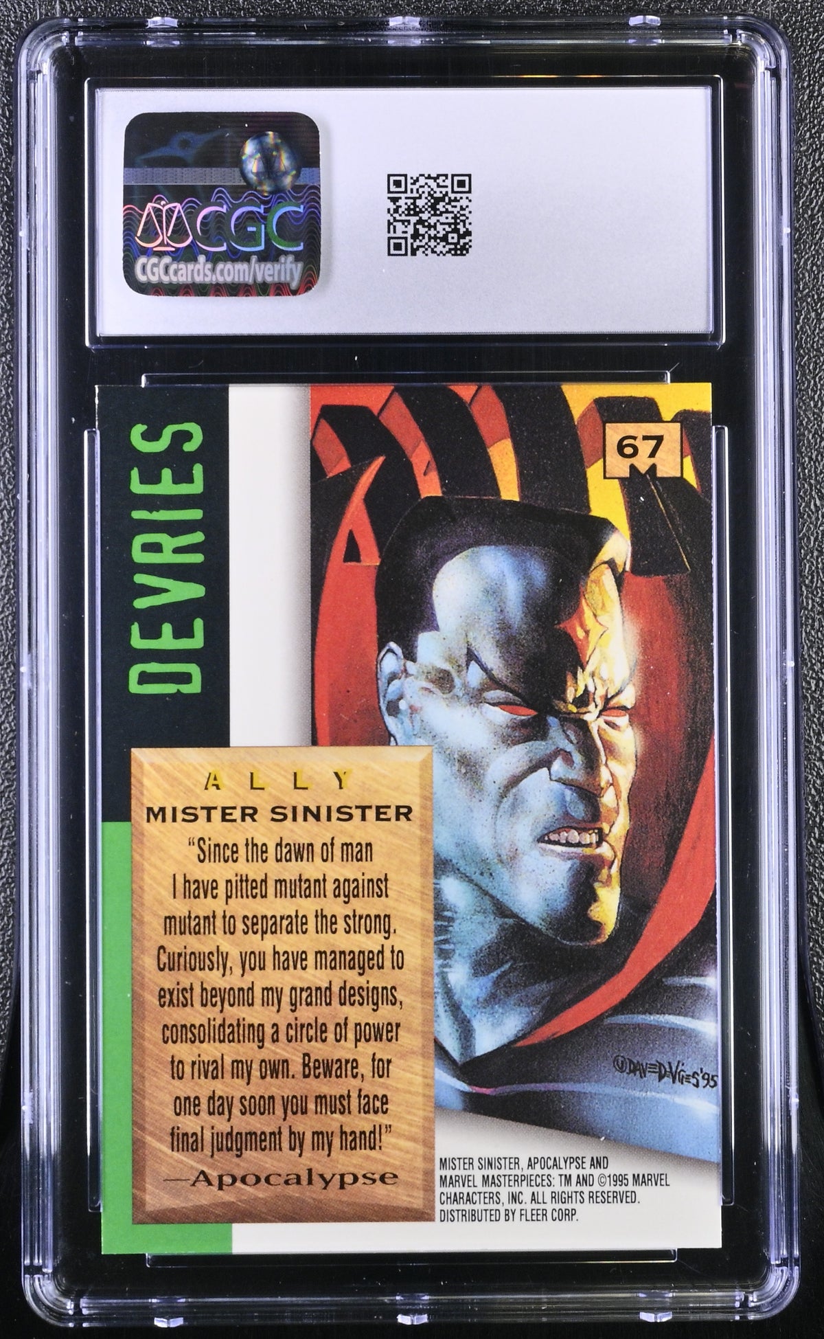 1995 Fleer Marvel Masterpieces Mr. Sinister #67 CGC 9.5