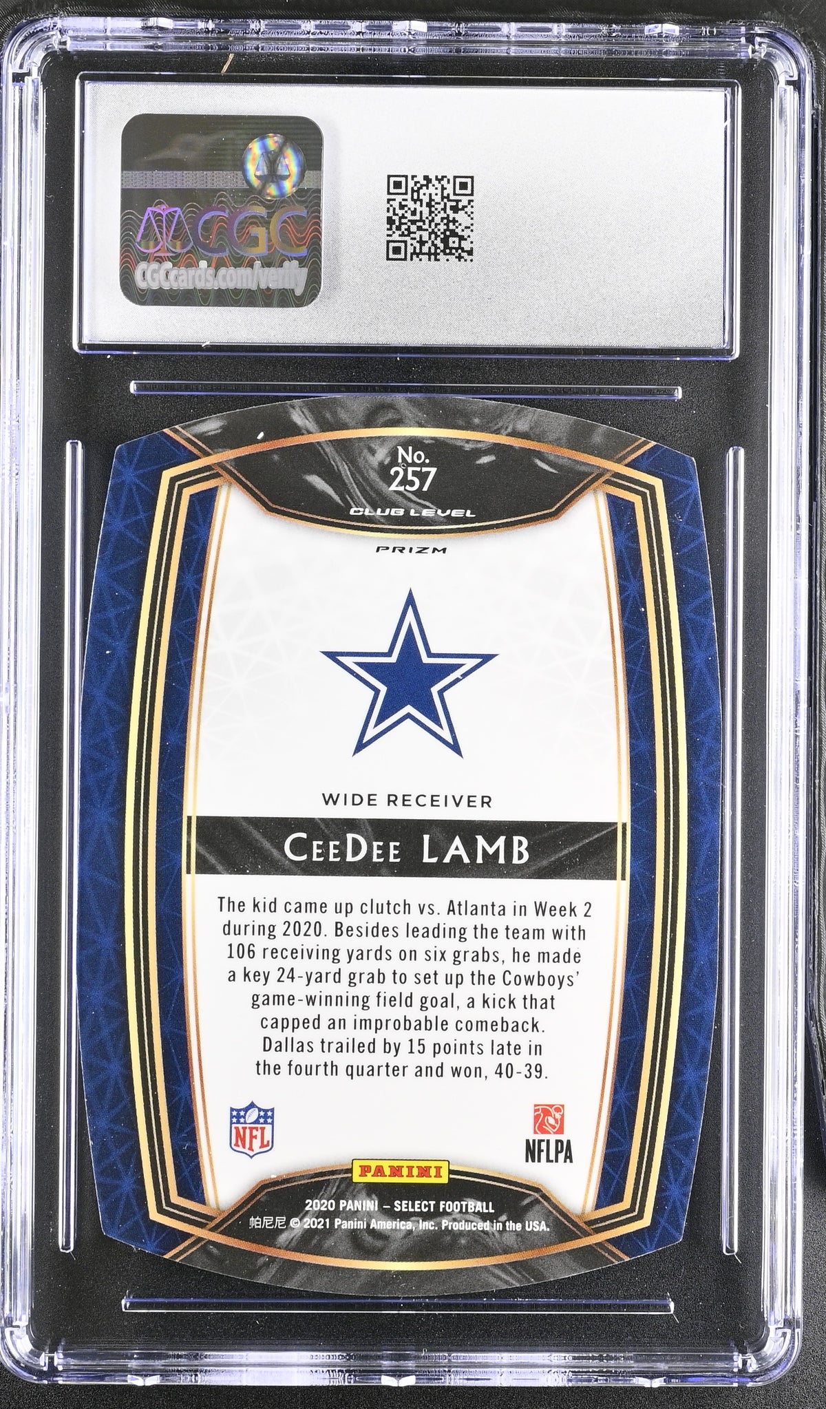 2020 Panini Select CeeDee Lamb White Die-Cut Rookie #257 CGC 10 Dallas Cowboys