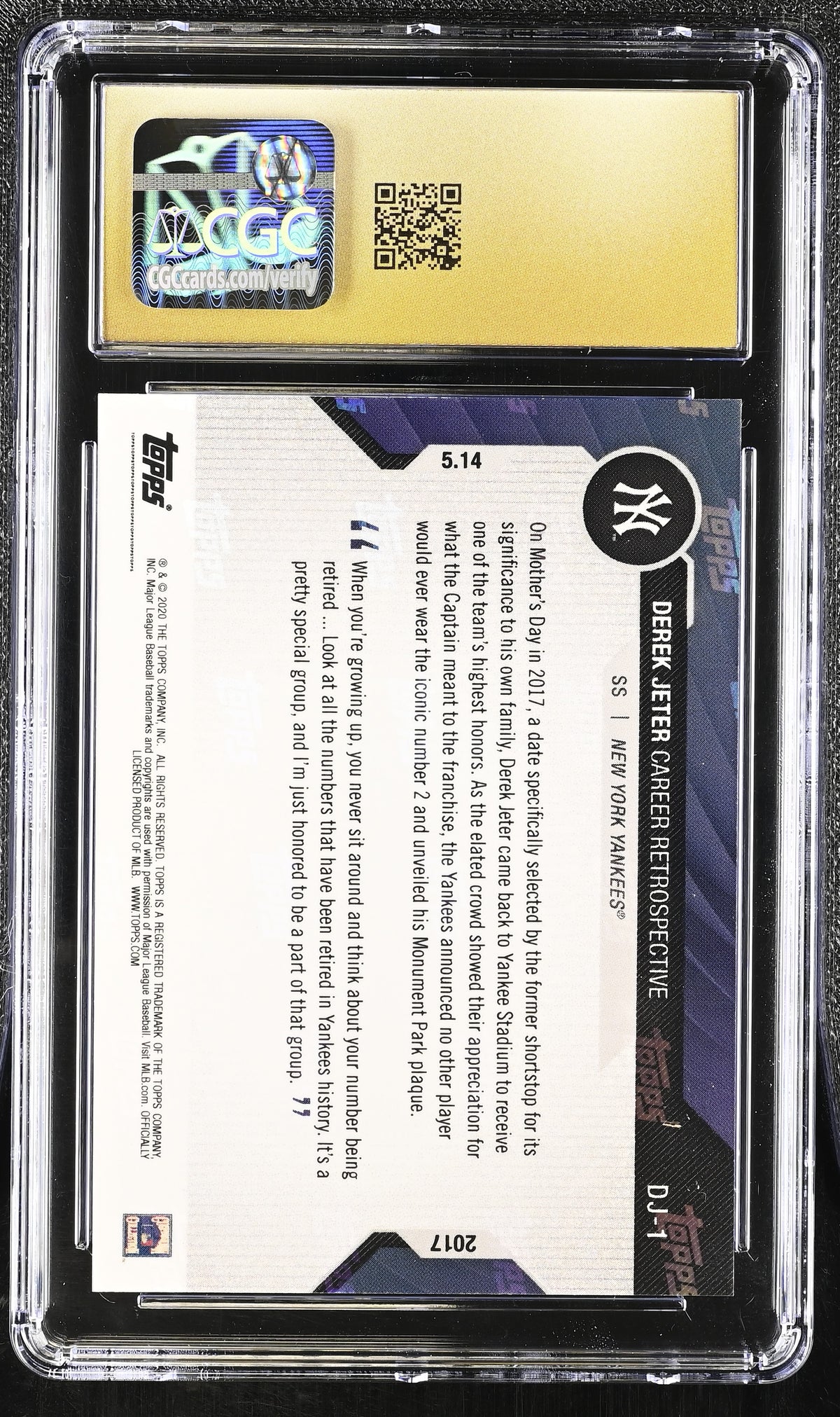 2020 Topps Now Chrome Derek Jeter Career Retrospective #DJ-1 CGC 10 Pristine