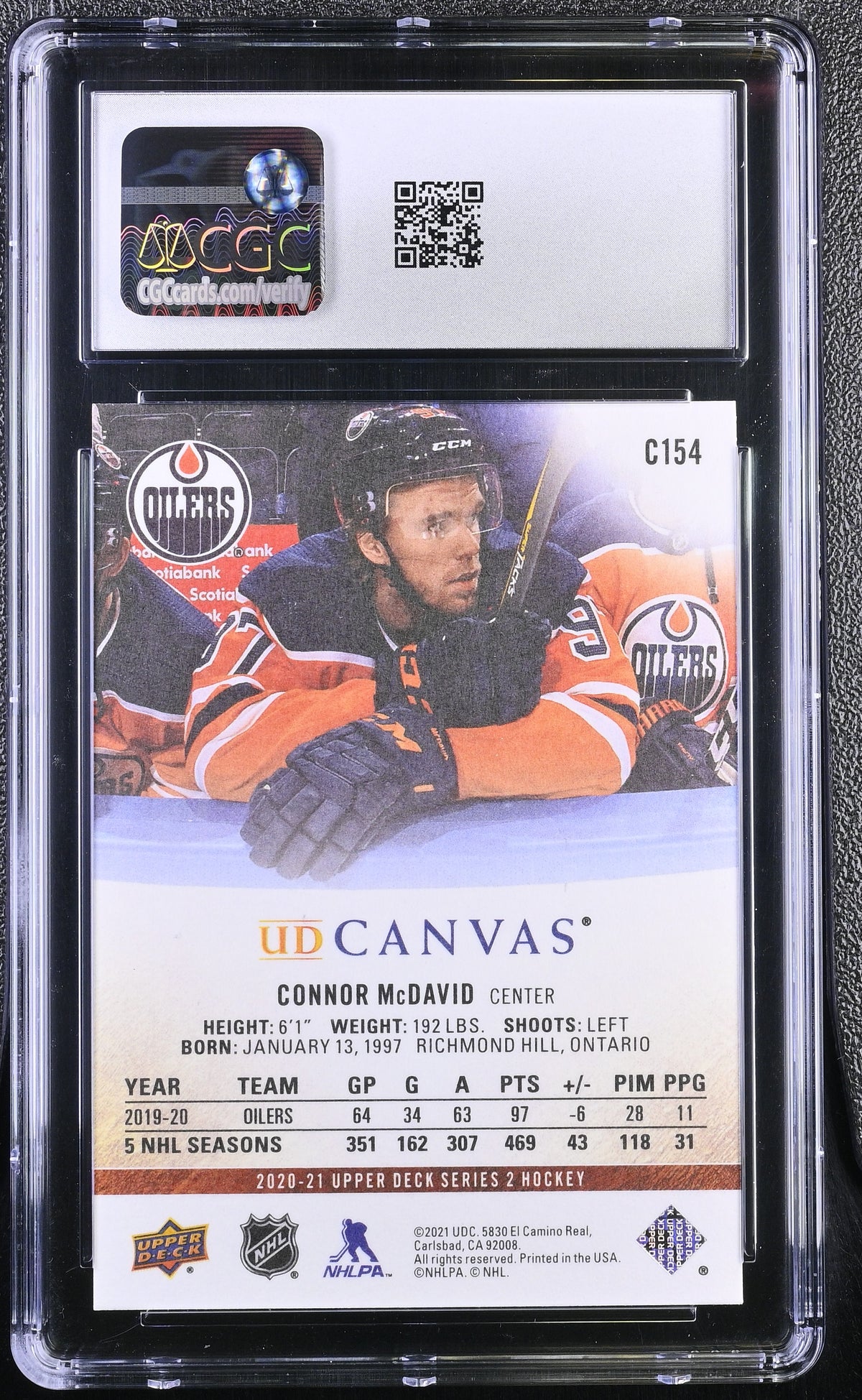 2020-21 Upper Deck Connor McDavid UD Canvas #C154 CGC 10 Edmonton Oilers
