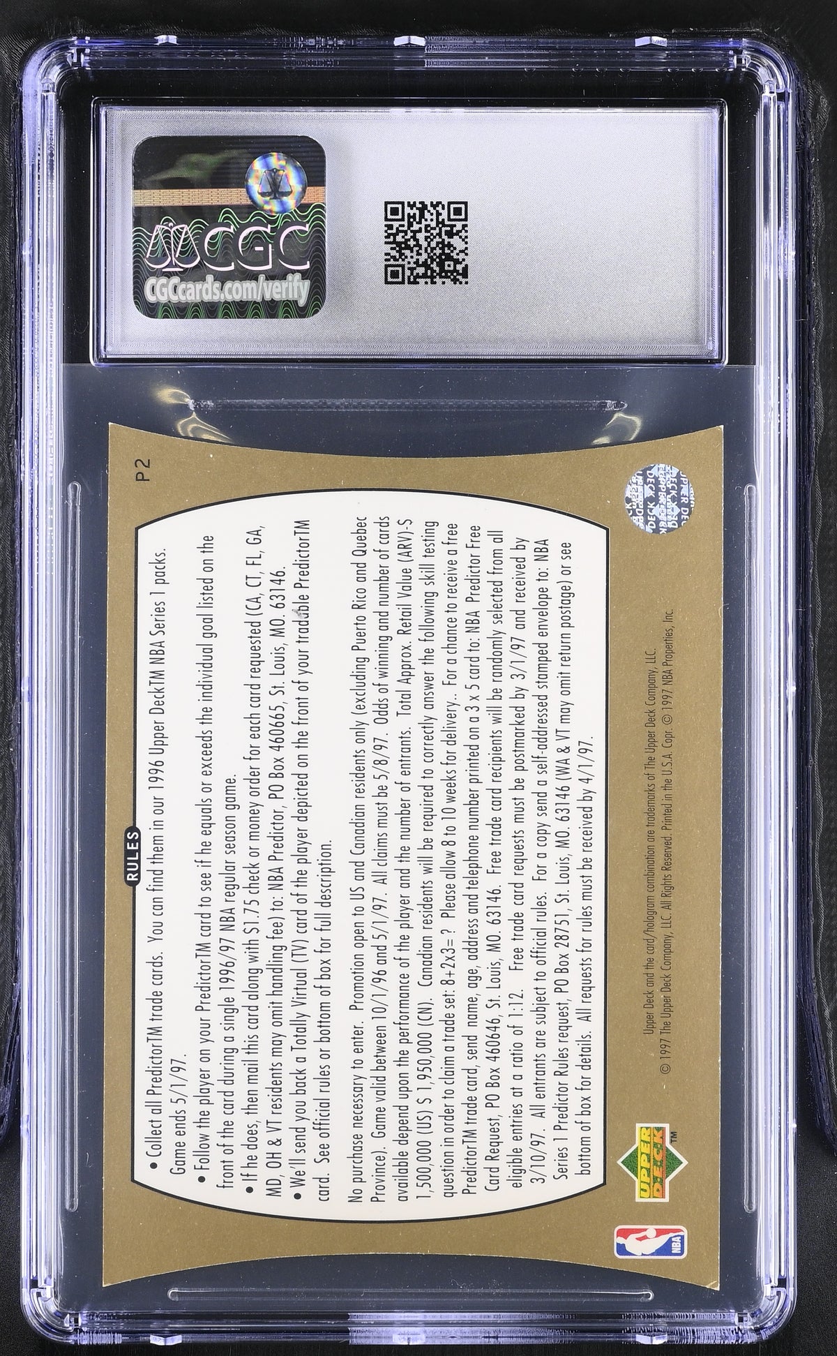 1996-97 Upper Deck Michael Jordan Predictors II #P2 CGC 8 Chicago Bulls