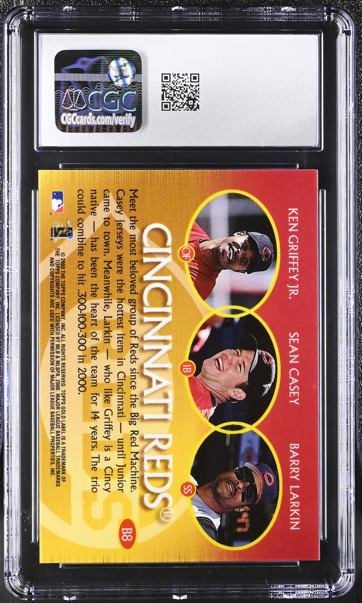 2000 Topps Gold Label Larkin/Casey/Griffey Jr. Bullion #B8 CGC 9 Cincinnati Reds