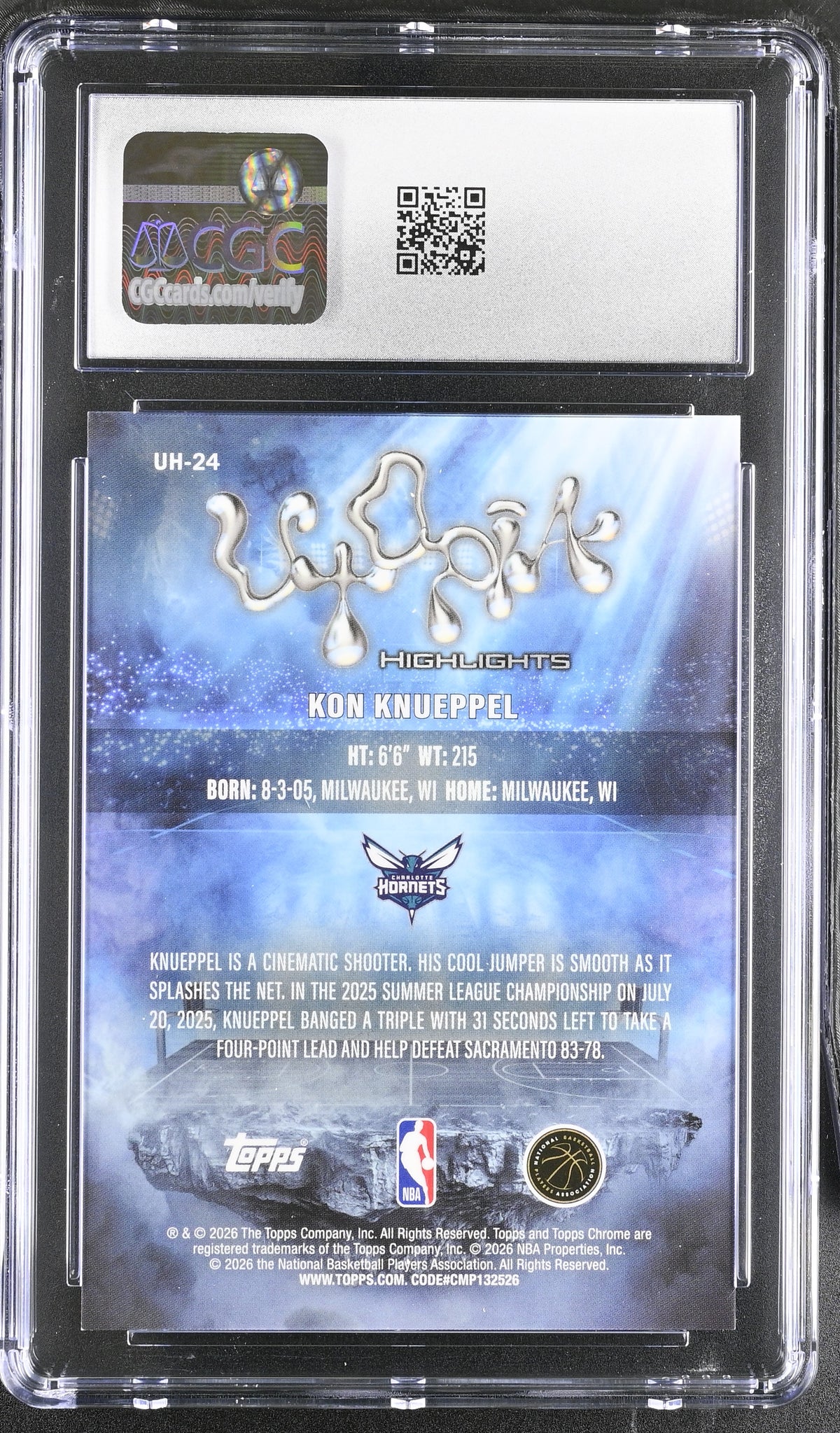 2025-26 Topps Chrome Cactus Jack Kon Knueppel Green /99 Rookie Utopia CGC 10
