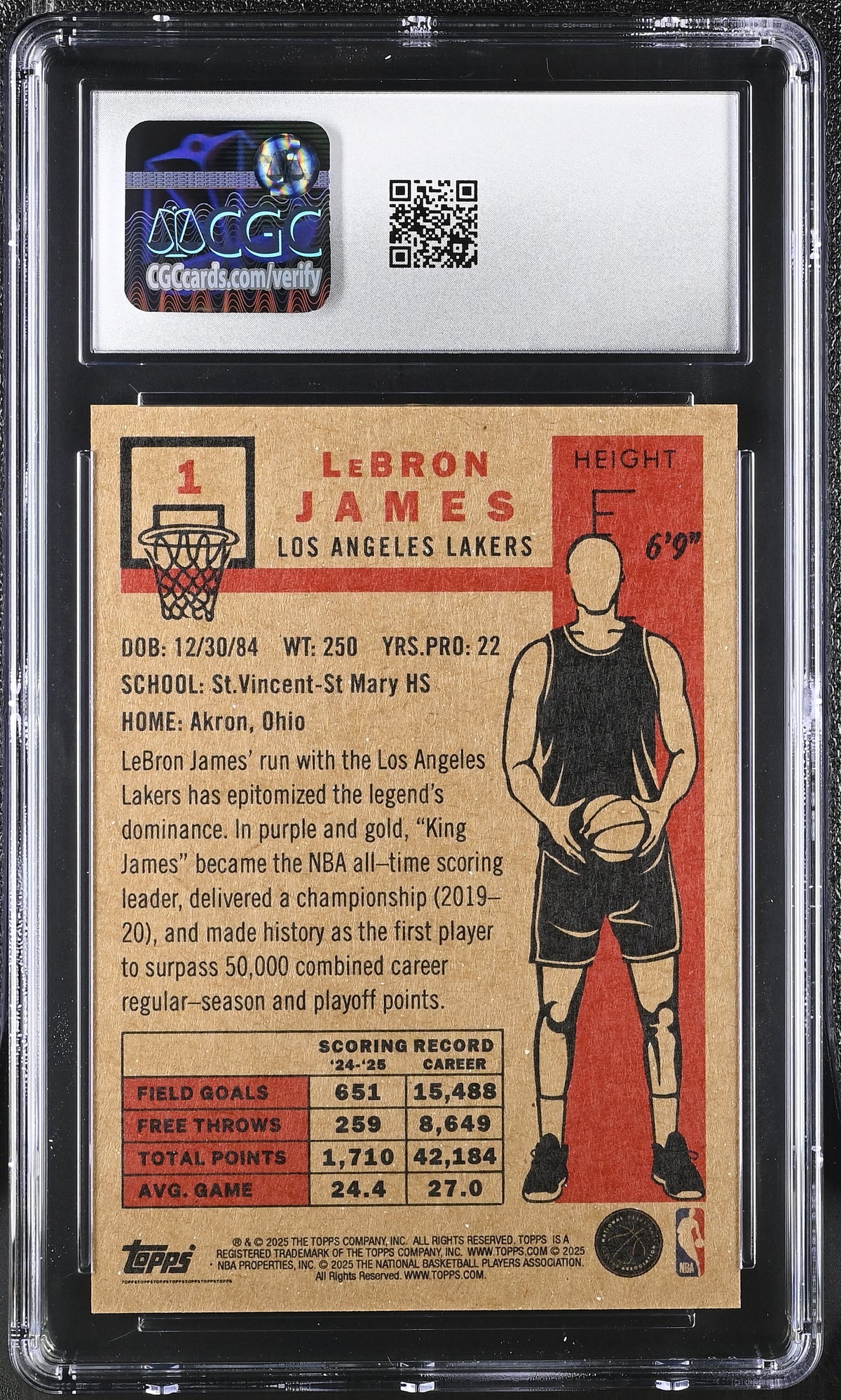 2025-26 Topps Living Set LeBron James #1 CGC 10 Los Angeles Lakers