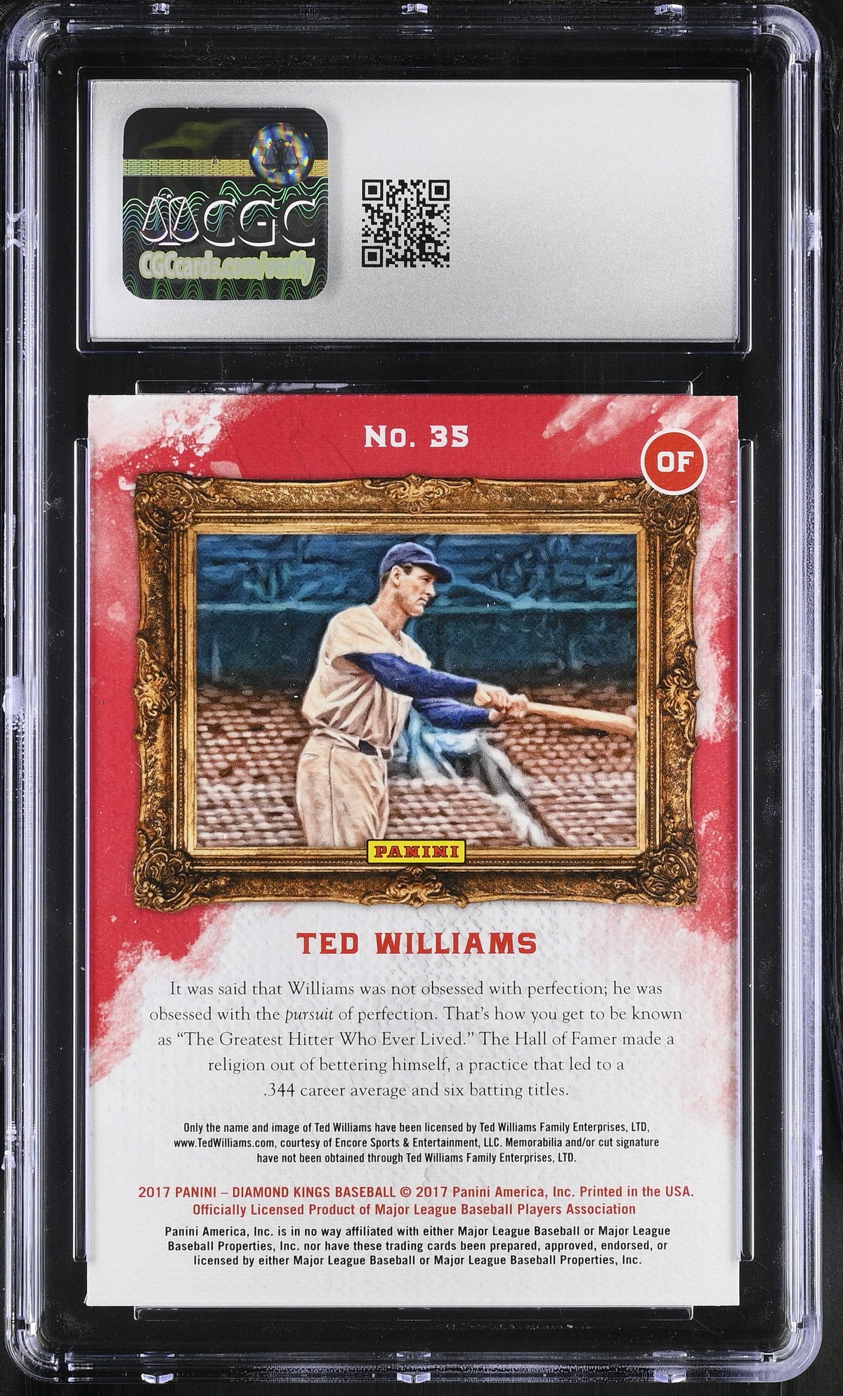 2017 Panini Diamond Kings Ted Williams #35 CGC 10 Boston Red Sox